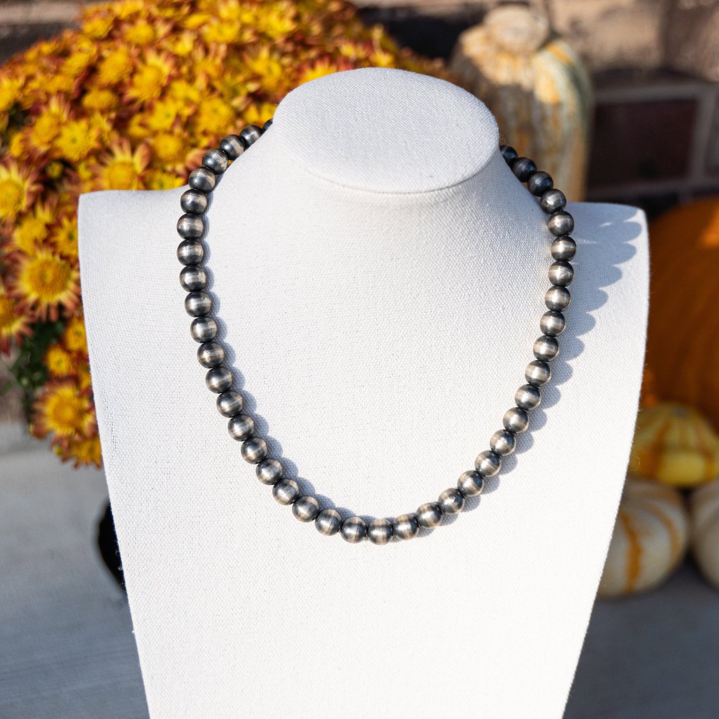 Chimney Butte 10 mm Sterling Silver Bead Necklace – Various Lengths - Echo Canyon Collective