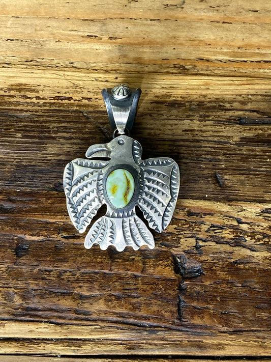 Chimney Butte Palomino Variscite Thunderbird Pendant - Echo Canyon Collective