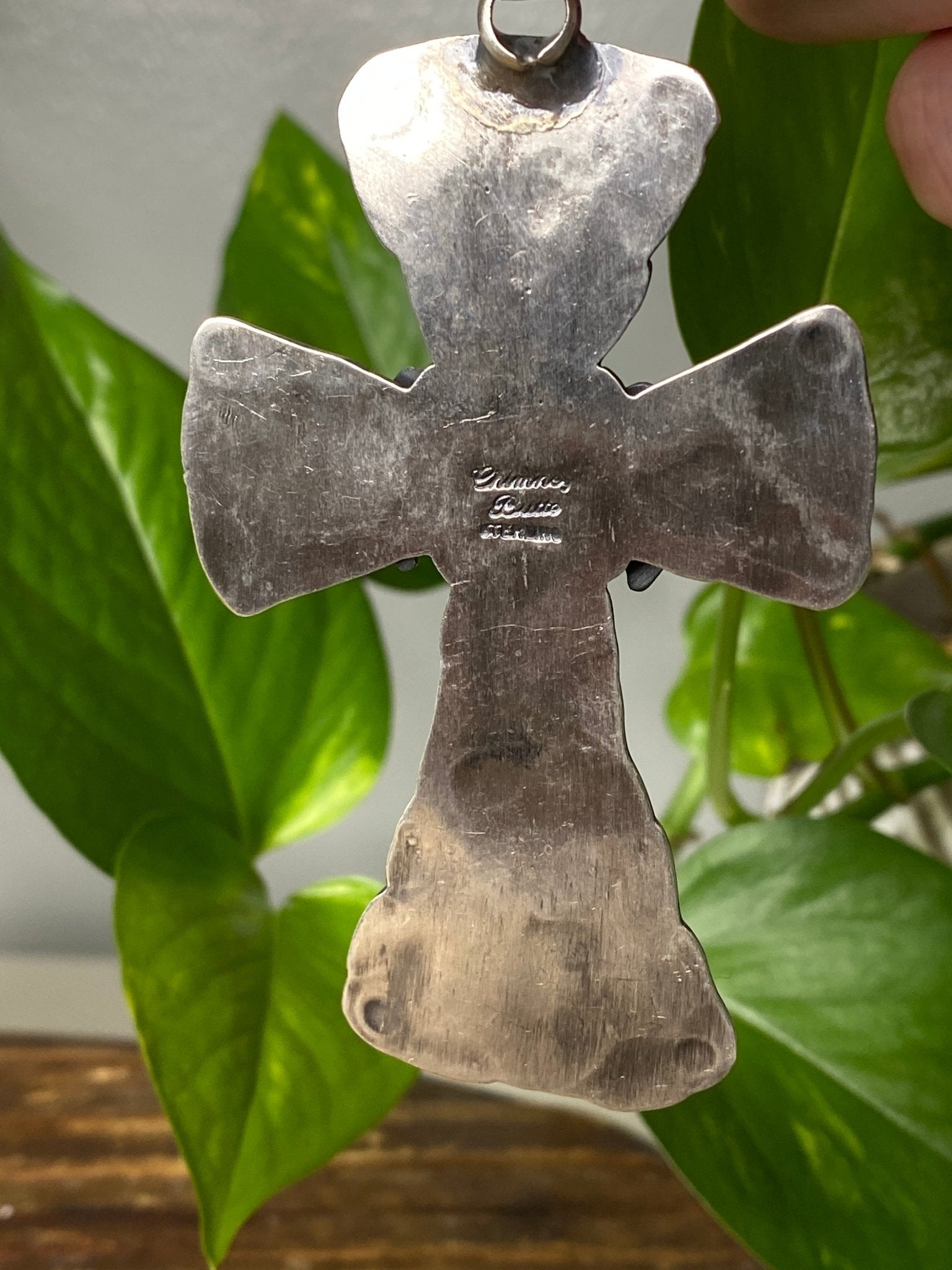 Chimney Butte Sterling Silver Thunderbird Cross Pendant Santo Domingo Pueblo - Echo Canyon Collective