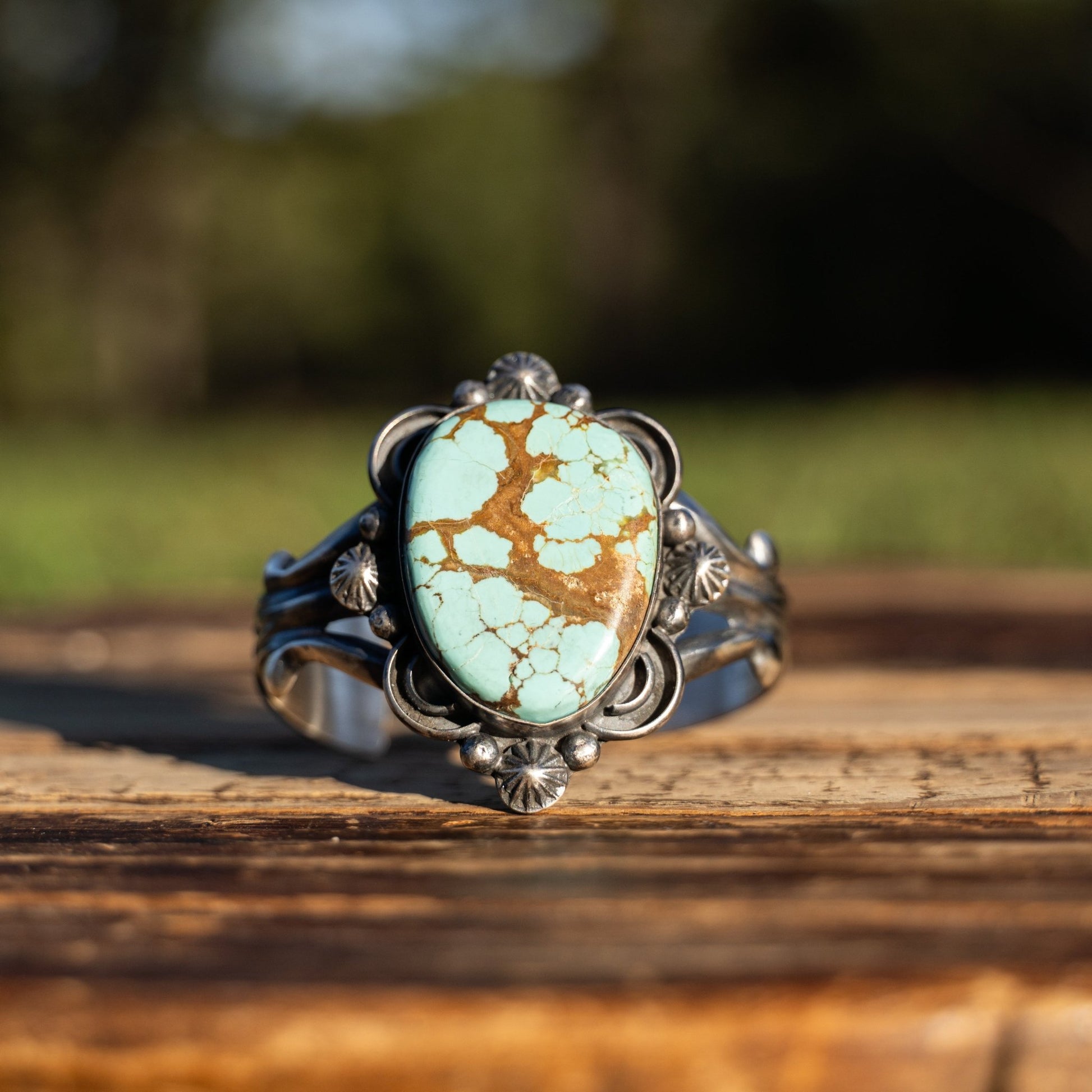 Chimney Butte Turquoise Cuff Bracelet | Santo Domingo Pueblo Sterling Silver - Echo Canyon Collective