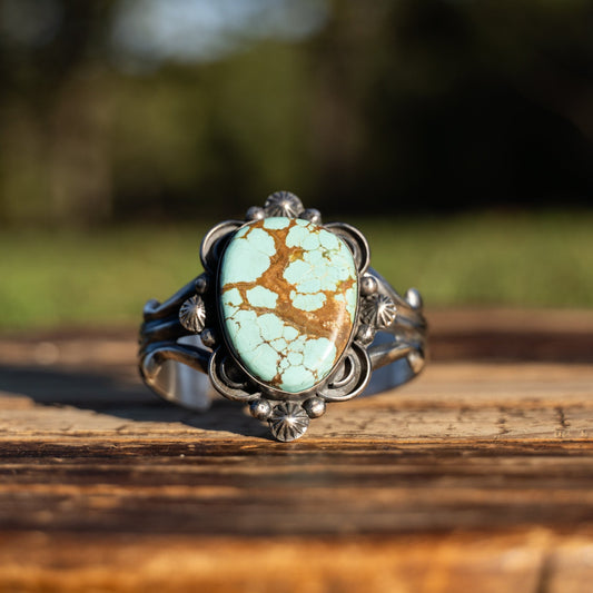 Chimney Butte Turquoise Cuff Bracelet | Santo Domingo Pueblo Sterling Silver - Echo Canyon Collective