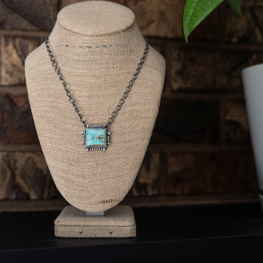 Darrin Livingston Navajo Handmade Natural 8 Mine Turquoise Necklace – Sterling Silver, 18" - Echo Canyon Collective