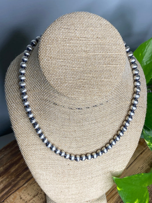 Dorinda Mariano Navajo Handmade Sterling Silver Pearl Necklace 16" - Echo Canyon Collective