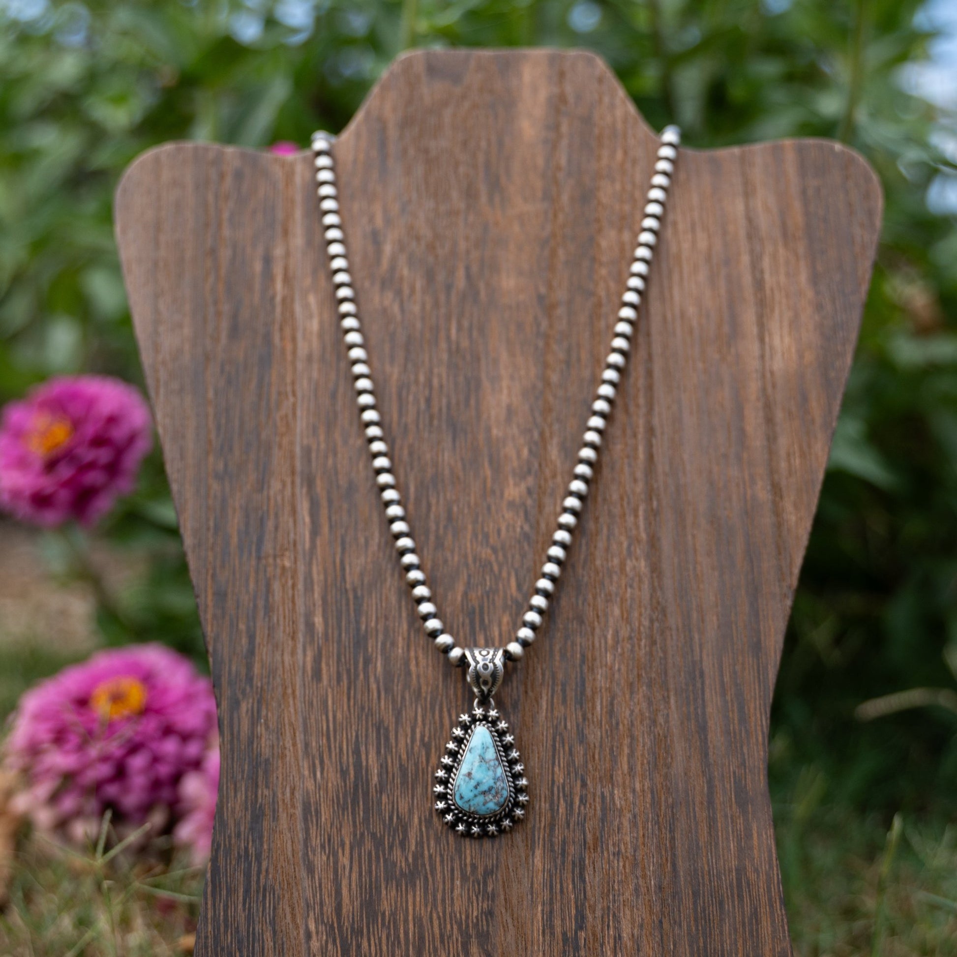 Dry Creek Turquoise Pendant | Navajo Handmade Sterling Silver by Happy Piasso - Echo Canyon Collective