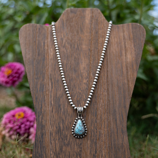 Dry Creek Turquoise Pendant | Navajo Handmade Sterling Silver by Happy Piasso - Echo Canyon Collective