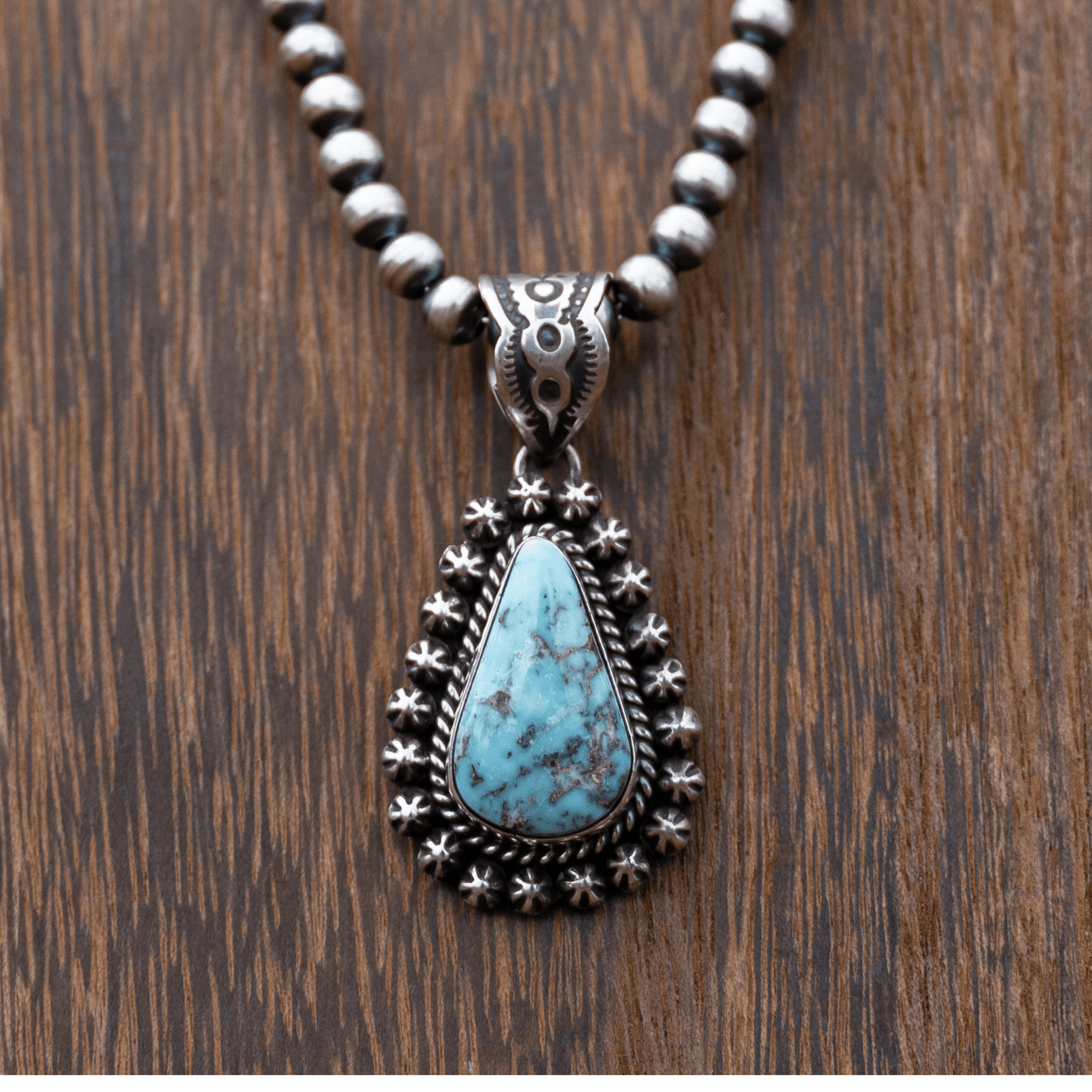 Dry Creek Turquoise Pendant | Navajo Handmade Sterling Silver by Happy Piasso - Echo Canyon Collective