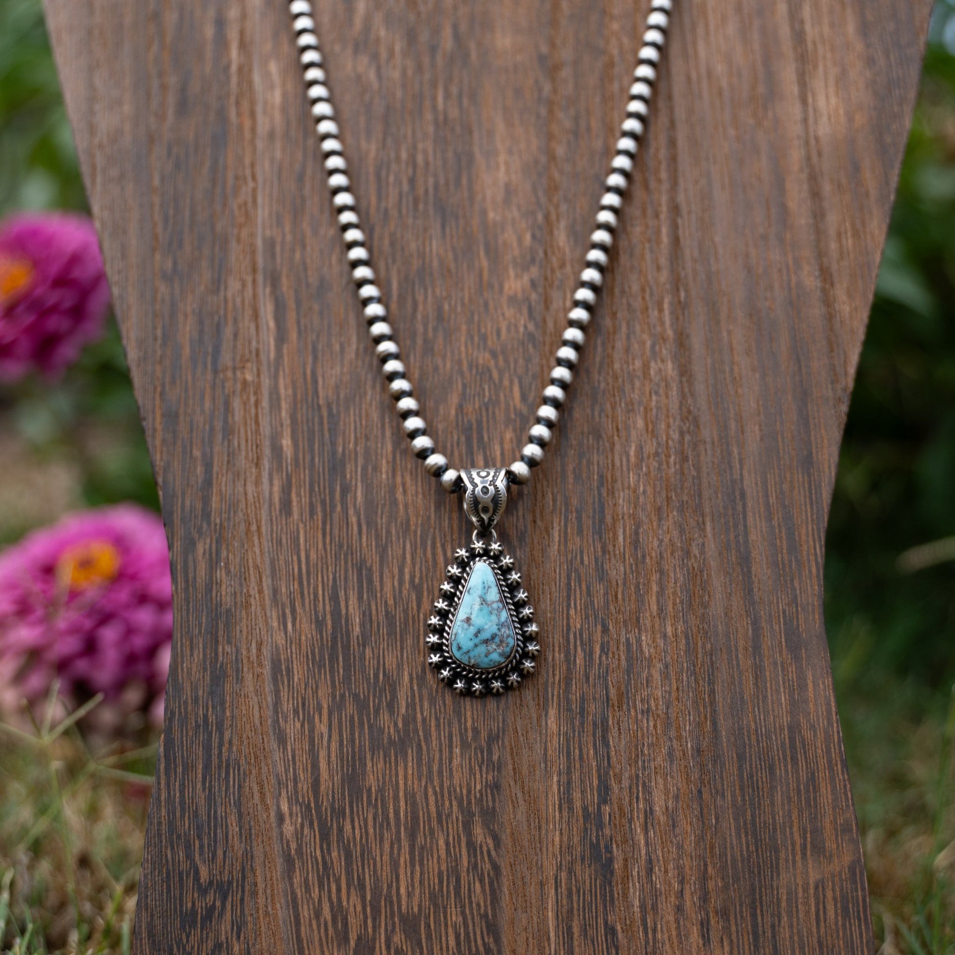 Dry Creek Turquoise Pendant | Navajo Handmade Sterling Silver by Happy Piasso - Echo Canyon Collective