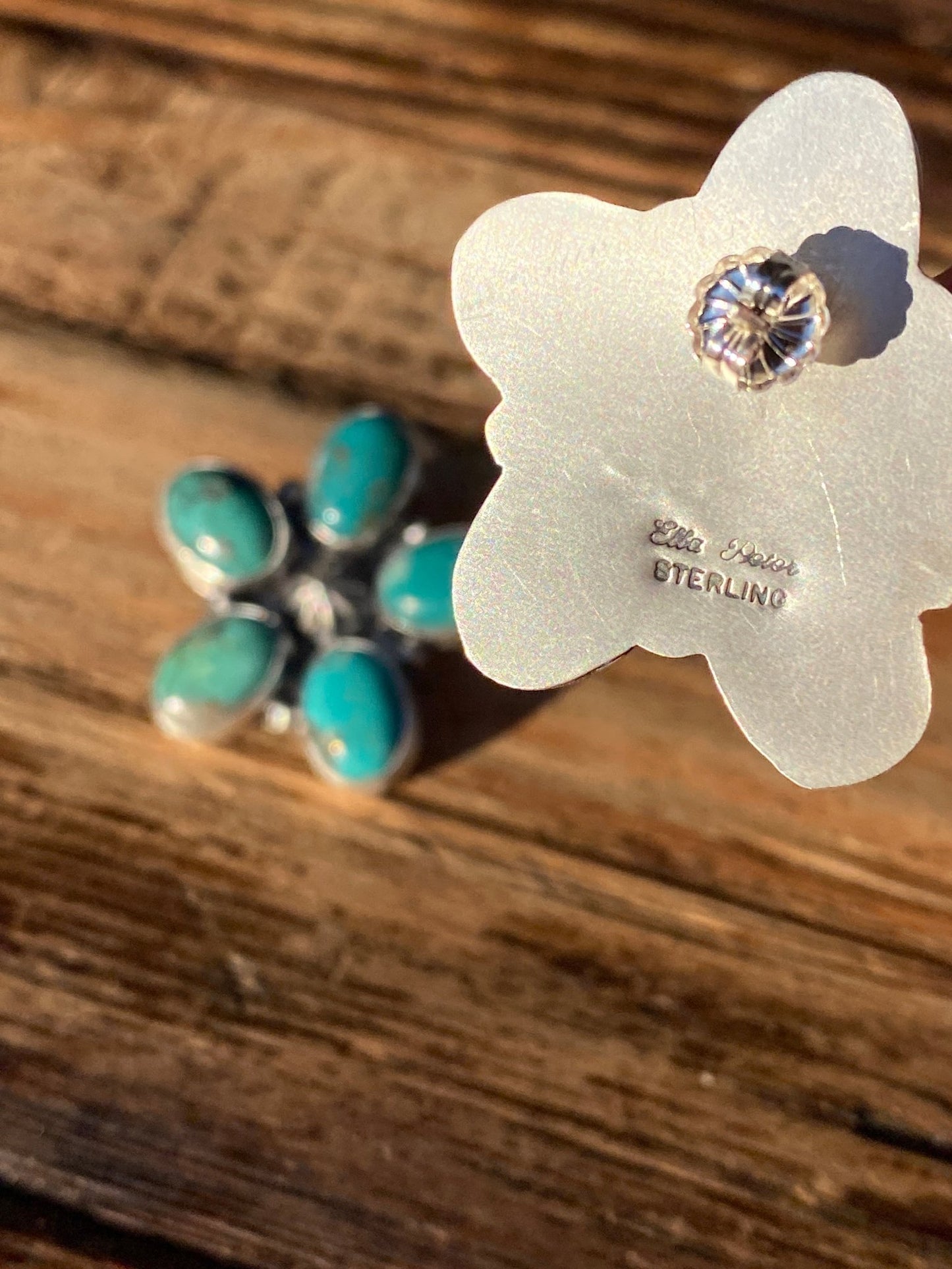 Ella Peter Carico Lake Turquoise Cluster Earrings | Navajo Handmade Sterling Silver - Echo Canyon Collective