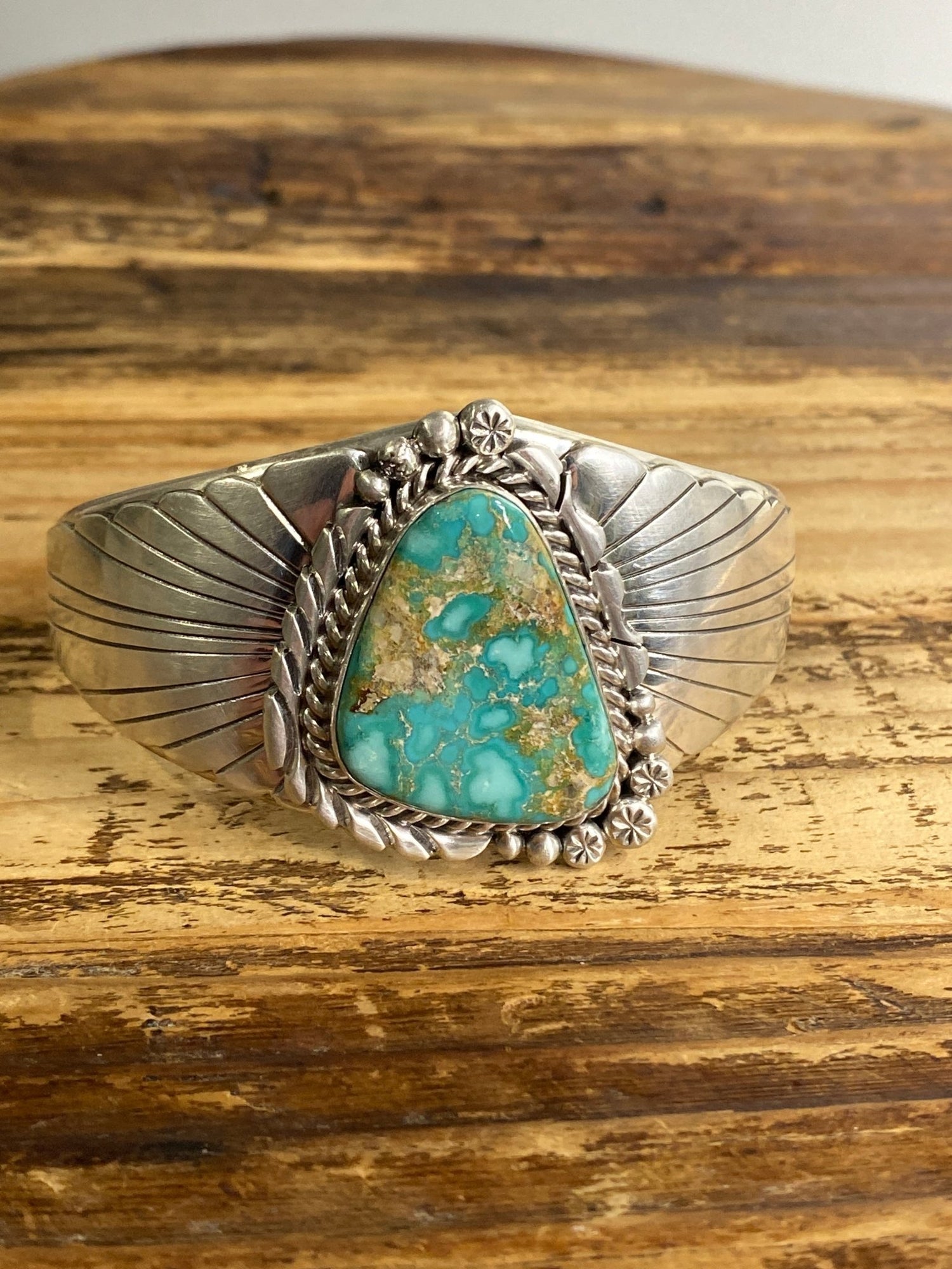 Eloise Kee Navajo Sterling Silver & Natural Kingman Turquoise Cuff Bracelet - Echo Canyon Collective
