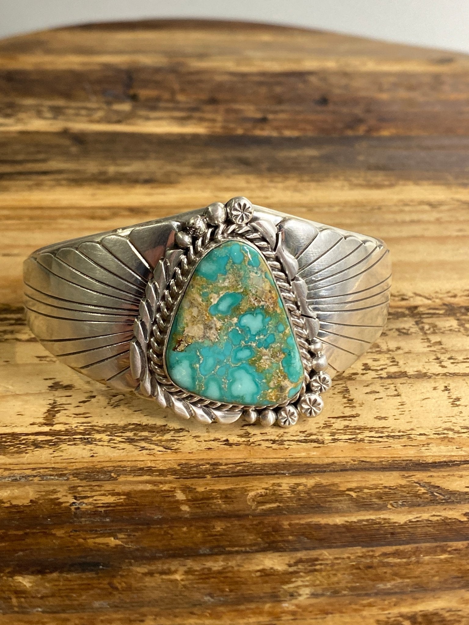 Eloise Kee Navajo Sterling Silver & Natural Kingman Turquoise Cuff Bracelet - Echo Canyon Collective