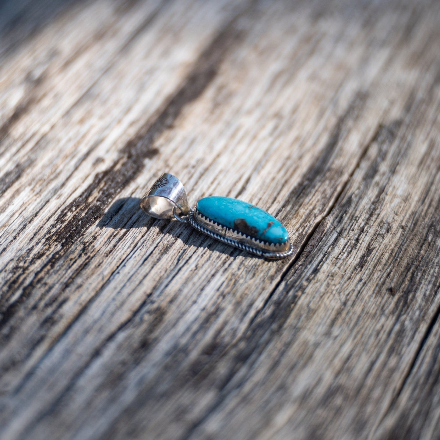 Ernest Hawthorne Natural Morenci Turquoise Pendant – Navajo Sterling Silver - Echo Canyon Collective