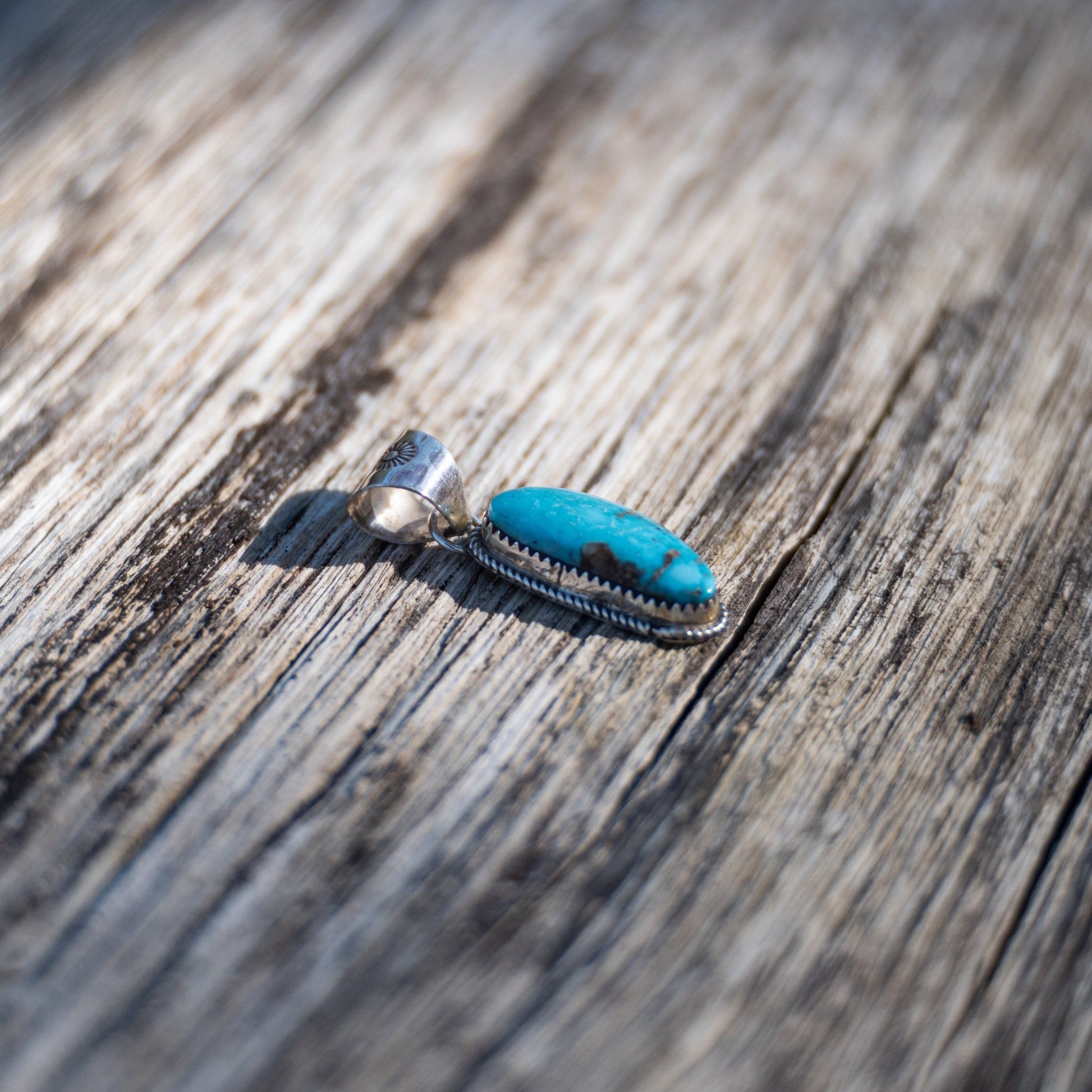 Ernest Hawthorne Natural Morenci Turquoise Pendant – Navajo Sterling Silver - Echo Canyon Collective