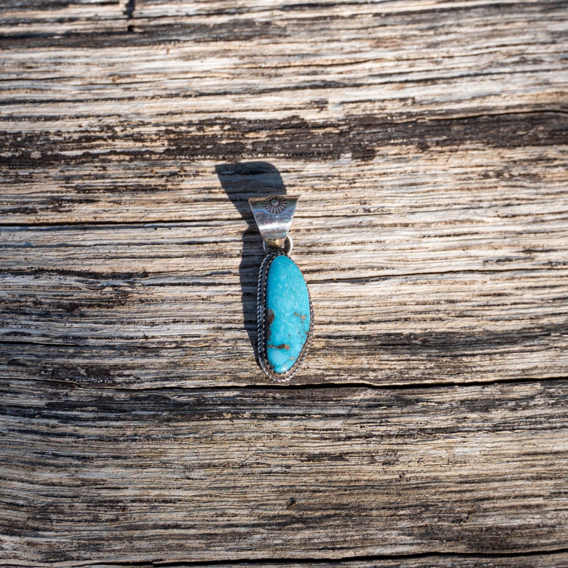 Ernest Hawthorne Natural Morenci Turquoise Pendant – Navajo Sterling Silver - Echo Canyon Collective