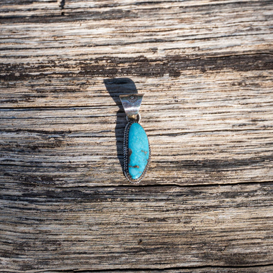 Ernest Hawthorne Natural Morenci Turquoise Pendant – Navajo Sterling Silver - Echo Canyon Collective
