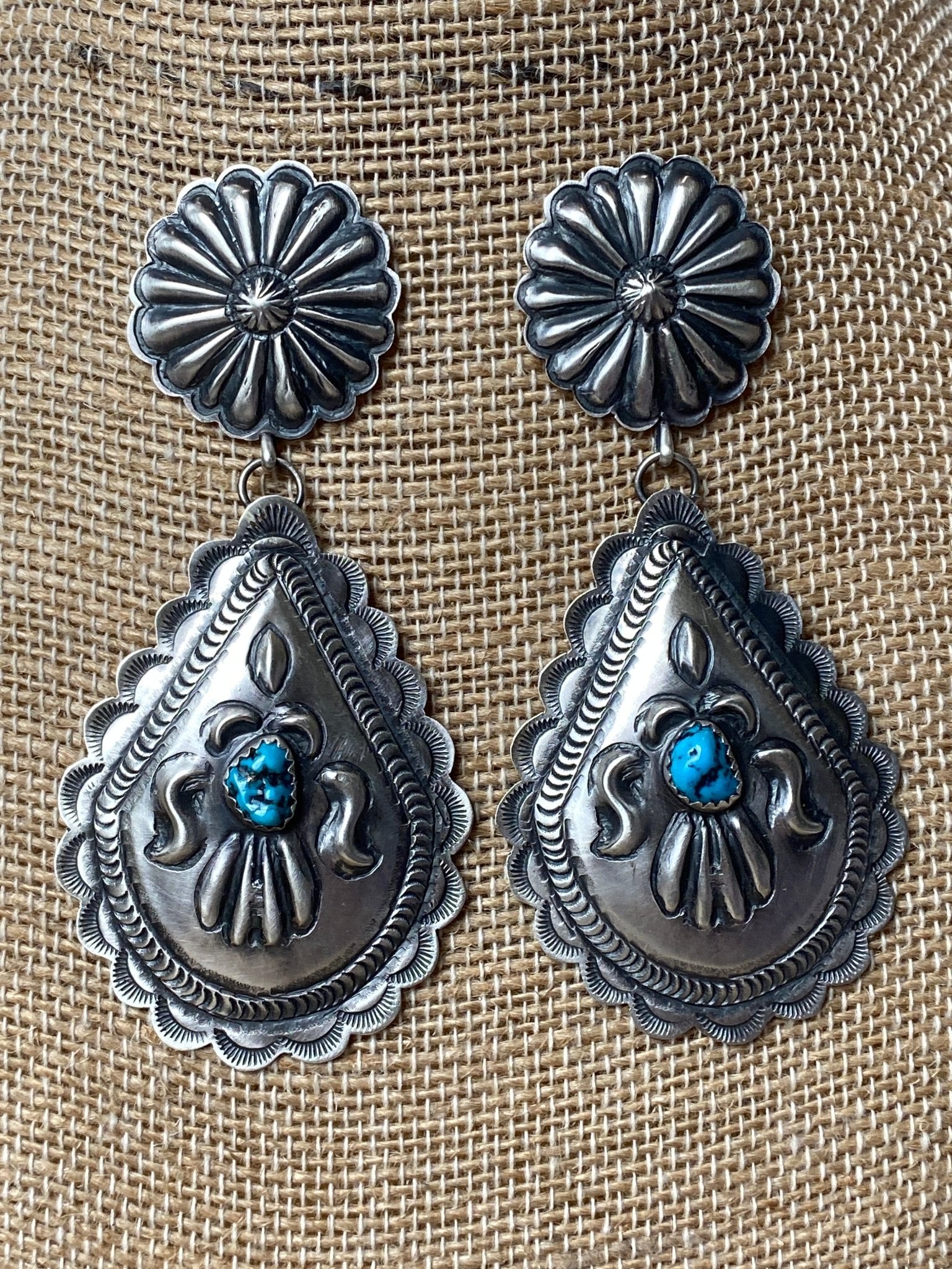 Eugene Charley Sterling Silver & Turquoise Earrings - Echo Canyon Collective