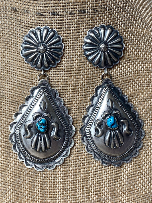 Eugene Charley Sterling Silver & Turquoise Earrings - Echo Canyon Collective