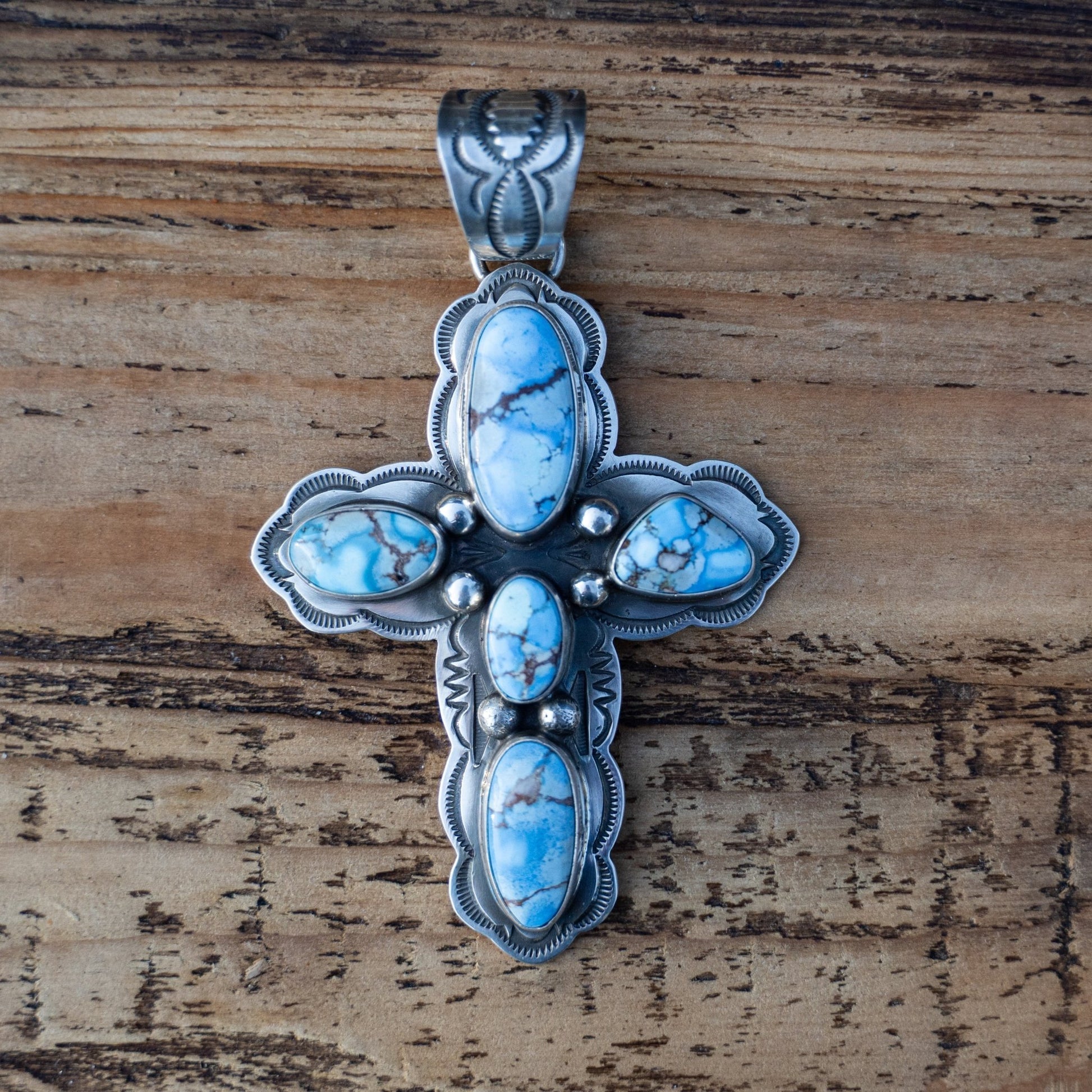 Jeremy Delgarito Natural Golden Hills Turquoise Cross - Echo Canyon Collective