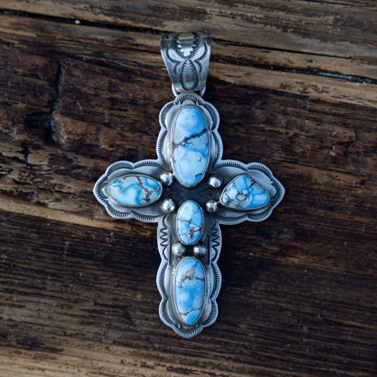 Jeremy Delgarito Natural Golden Hills Turquoise Cross - Echo Canyon Collective