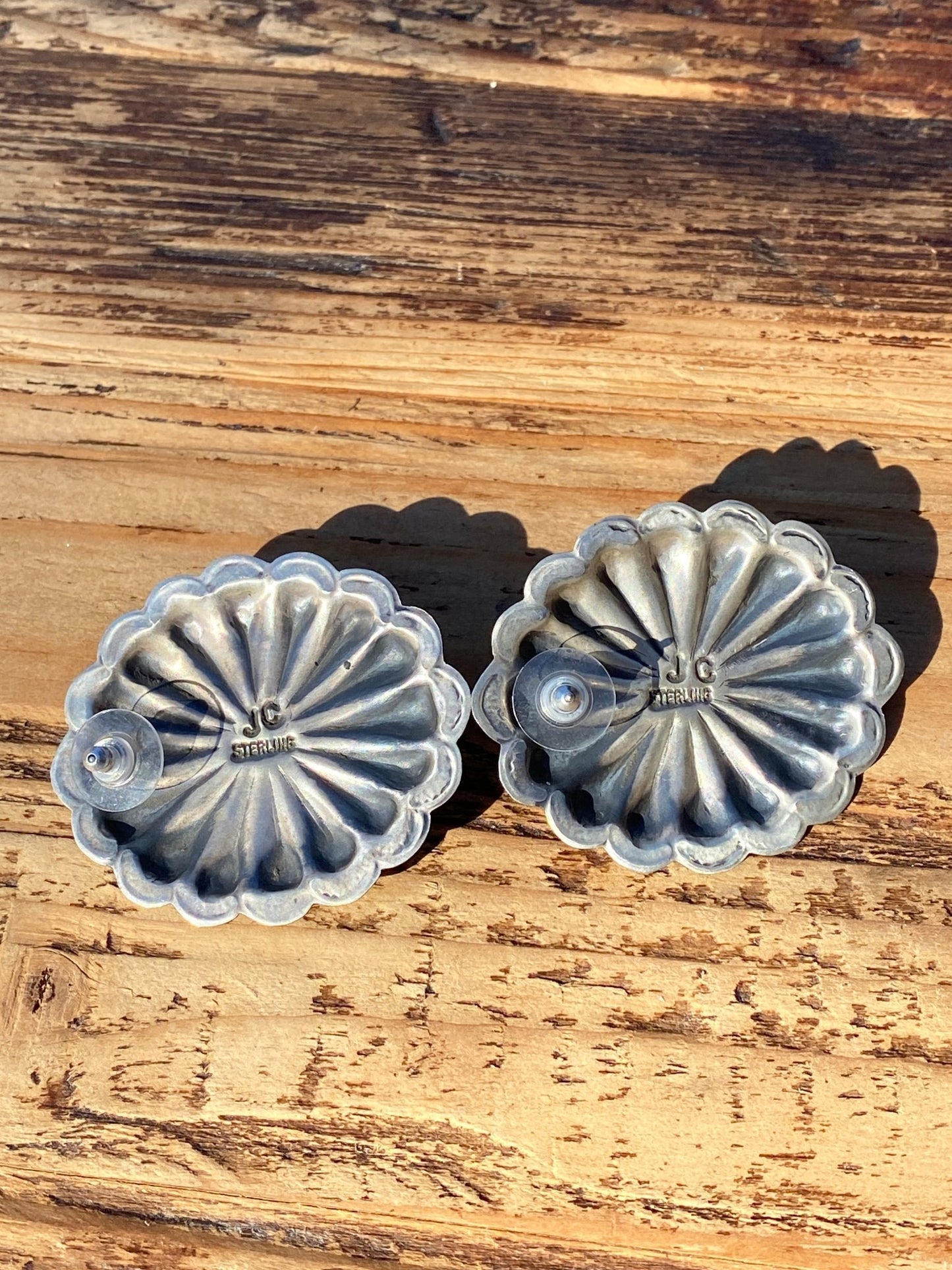 Joshua Christianson Turquoise Concho Earrings | Navajo Handmade Sterling Silver - Echo Canyon Collective
