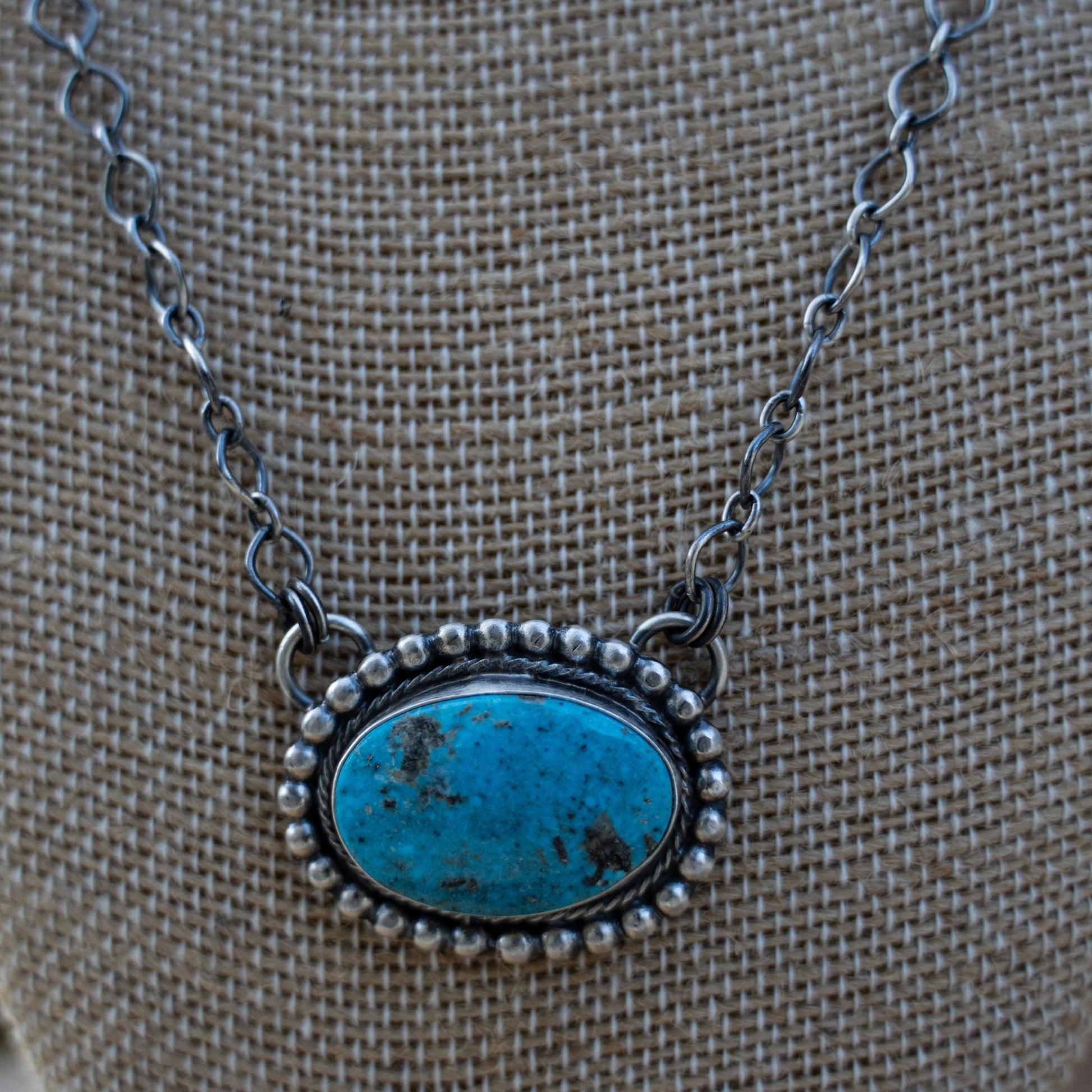 Kingman Turquoise Necklace – Handmade by Navajo Silversmith Bobby Johnson - Echo Canyon Collective