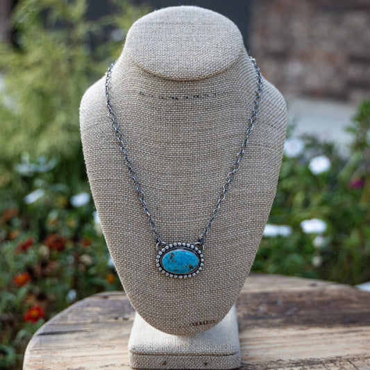 Kingman Turquoise Necklace – Handmade by Navajo Silversmith Bobby Johnson - Echo Canyon Collective
