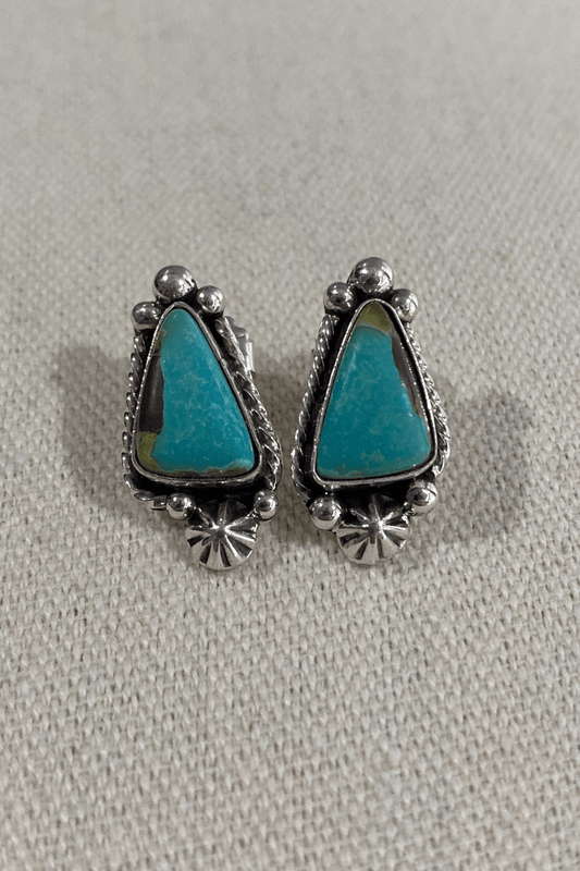 Lee Sandoval Blackjack Earrings – Navajo Sterling Silver Studs - Echo Canyon Collective