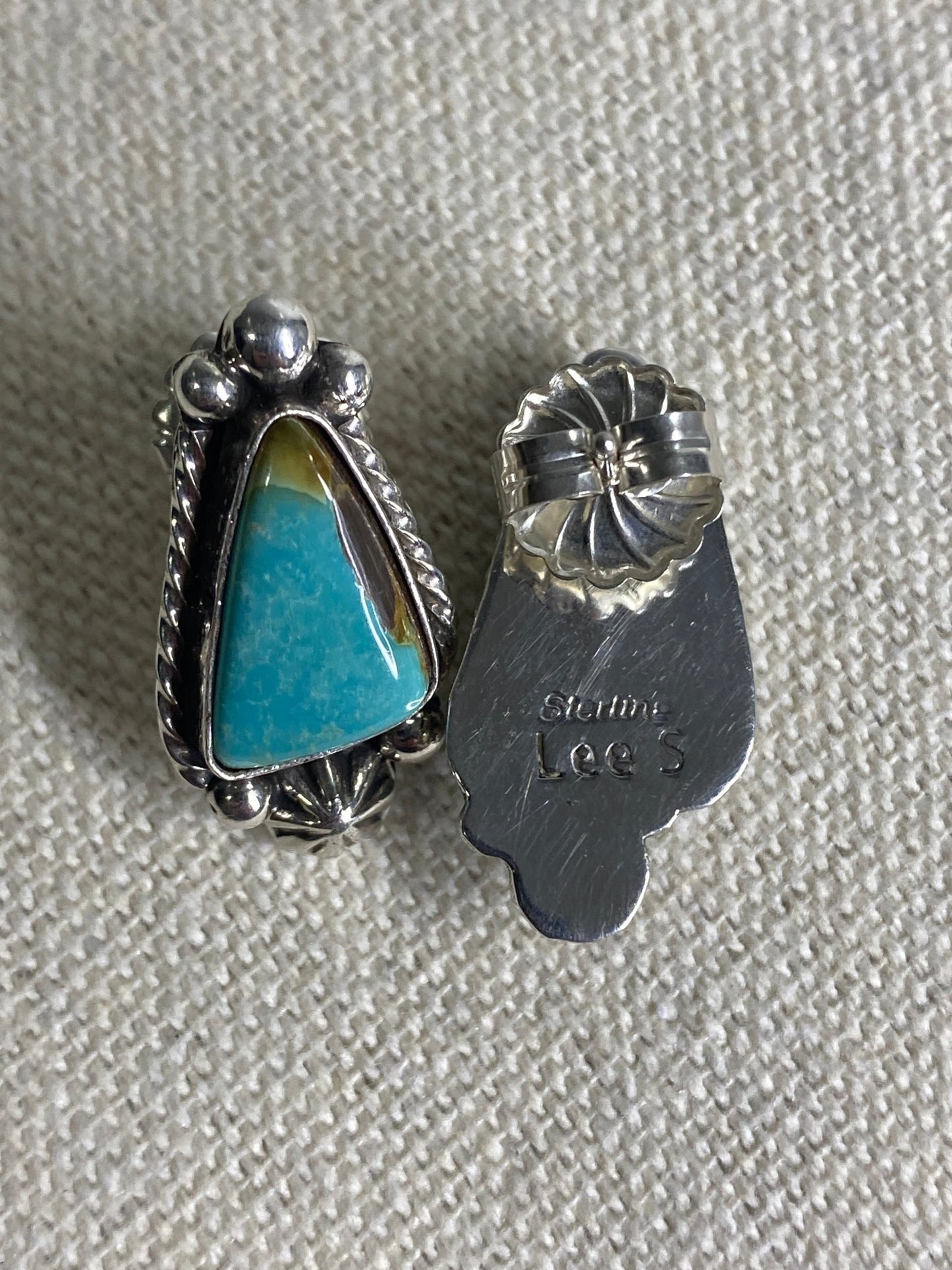 Lee Sandoval Blackjack Earrings – Navajo Sterling Silver Studs - Echo Canyon Collective