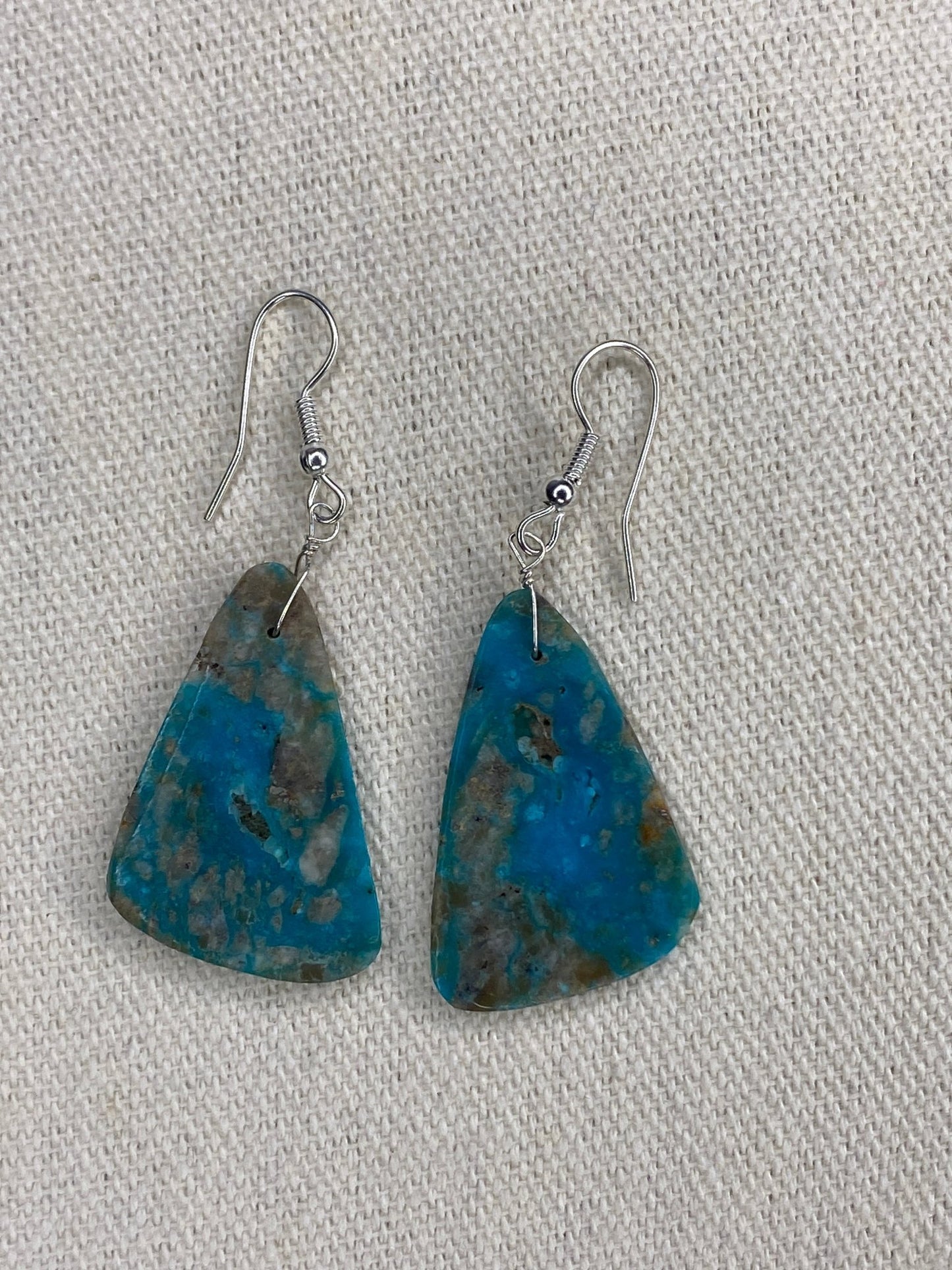 Louise Pete Turquoise Slab Earrings – Navajo Sterling Silver Dangles - Echo Canyon Collective