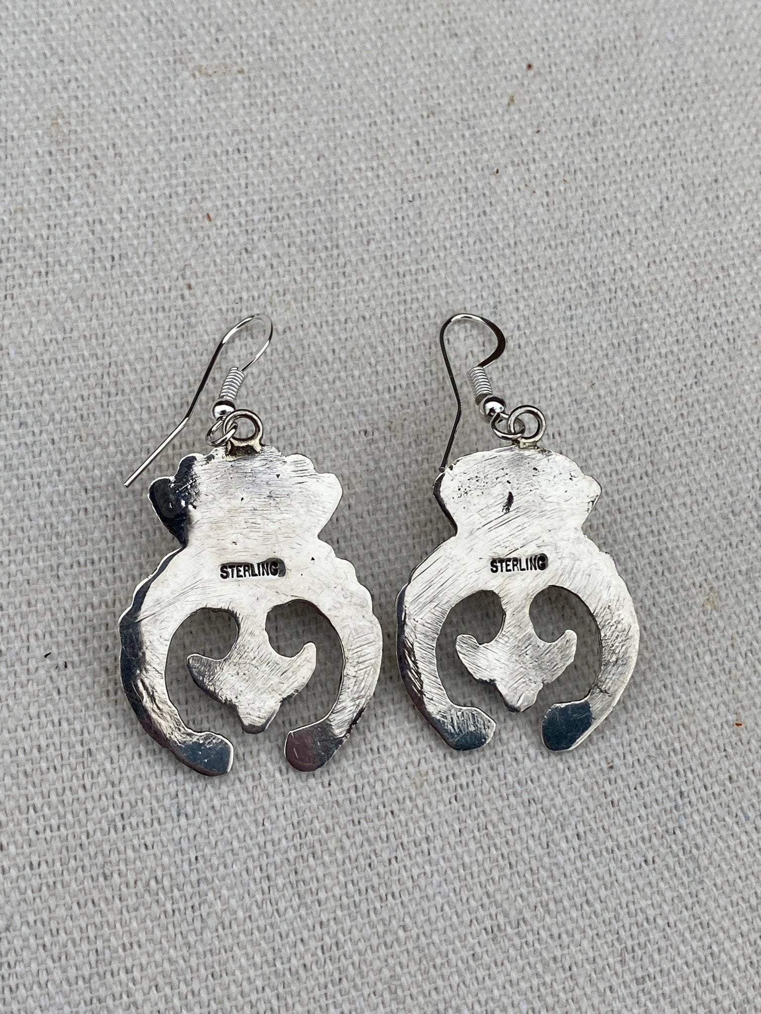 Mike Platero Navajo Sterling Silver & Kingman Turquoise Cast Naja Earrings - Echo Canyon Collective