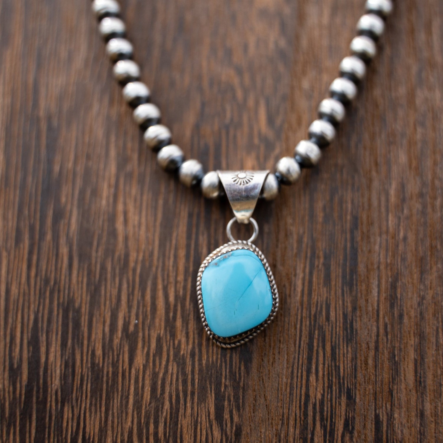 Morenci Turquoise Pendant by Ernest Hawthorne in Sterling Silver - Echo Canyon Collective