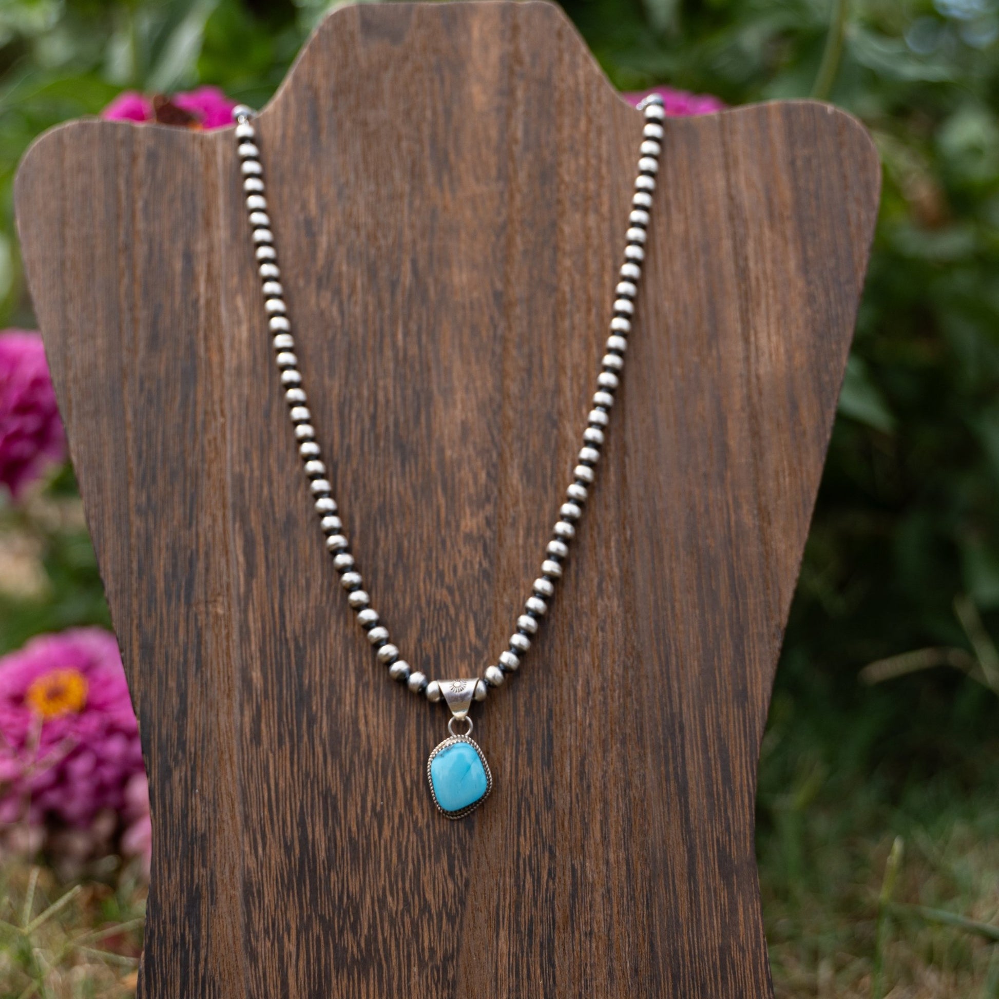 Morenci Turquoise Pendant by Ernest Hawthorne in Sterling Silver - Echo Canyon Collective