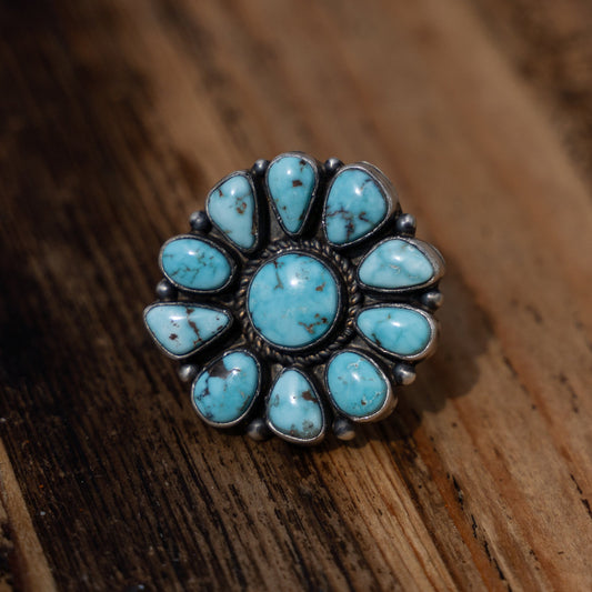Natural Dry Creek Turquoise Ring – Handmade by Navajo Artist Shirley Henry Size 10 - Echo Canyon Collective