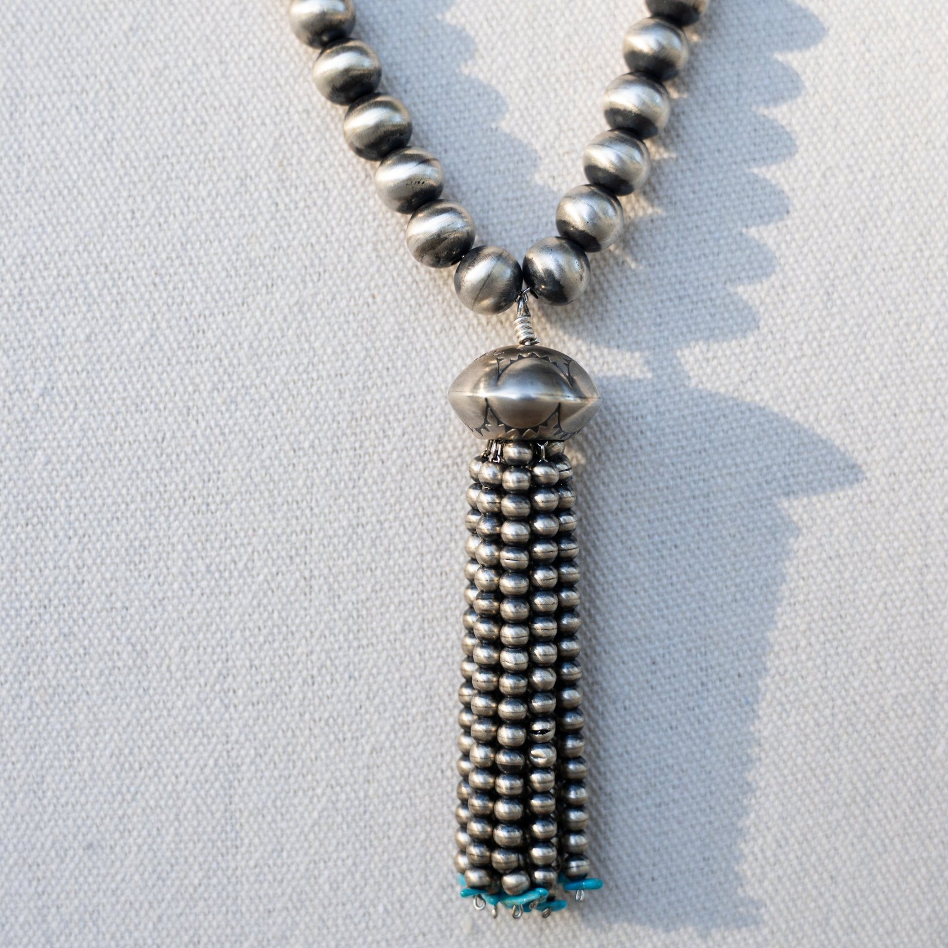 Navajo Handmade Bead & Tassel Pearl Necklace by Jan Mariano - Echo Canyon Collective