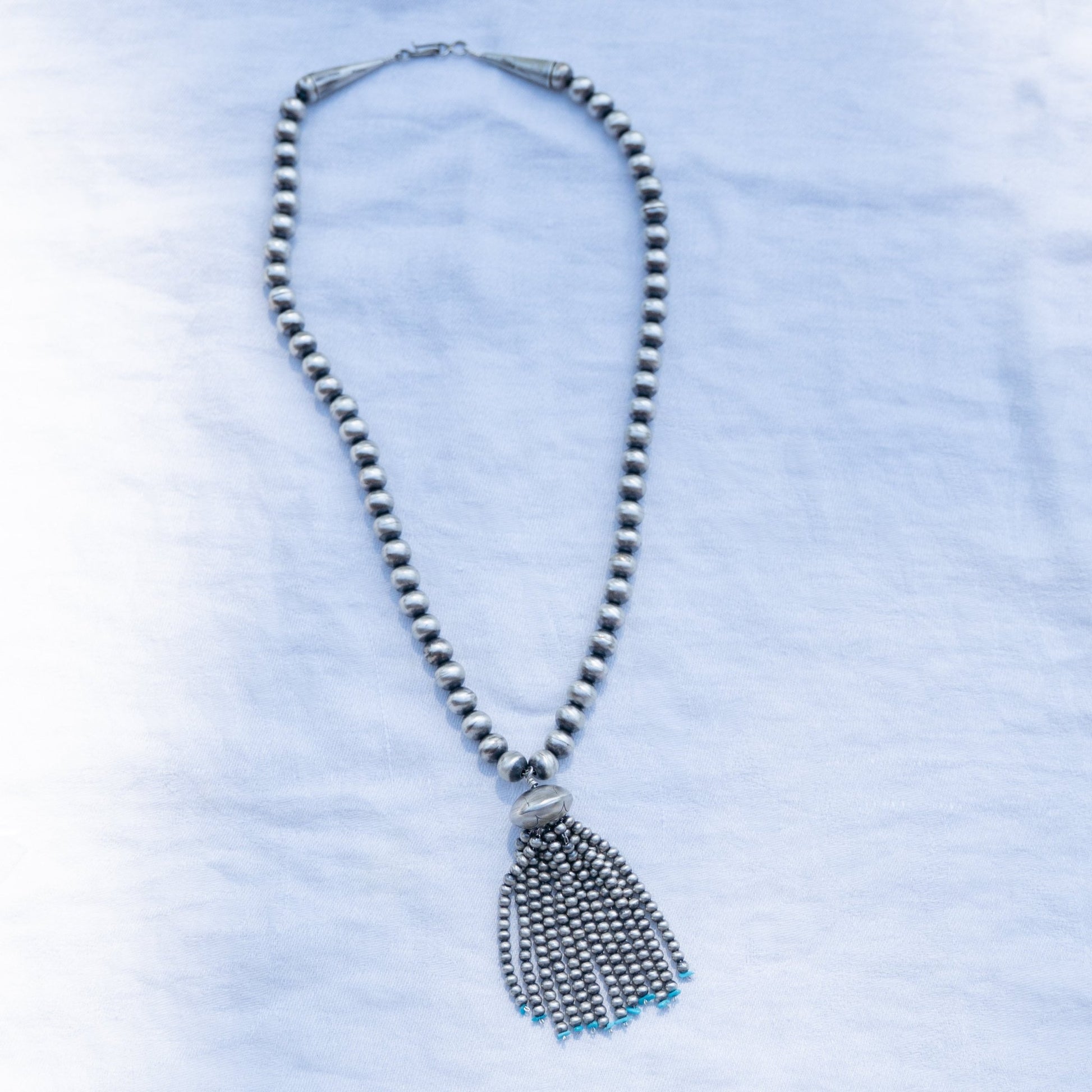 Navajo Handmade Bead & Tassel Pearl Necklace by Jan Mariano - Echo Canyon Collective