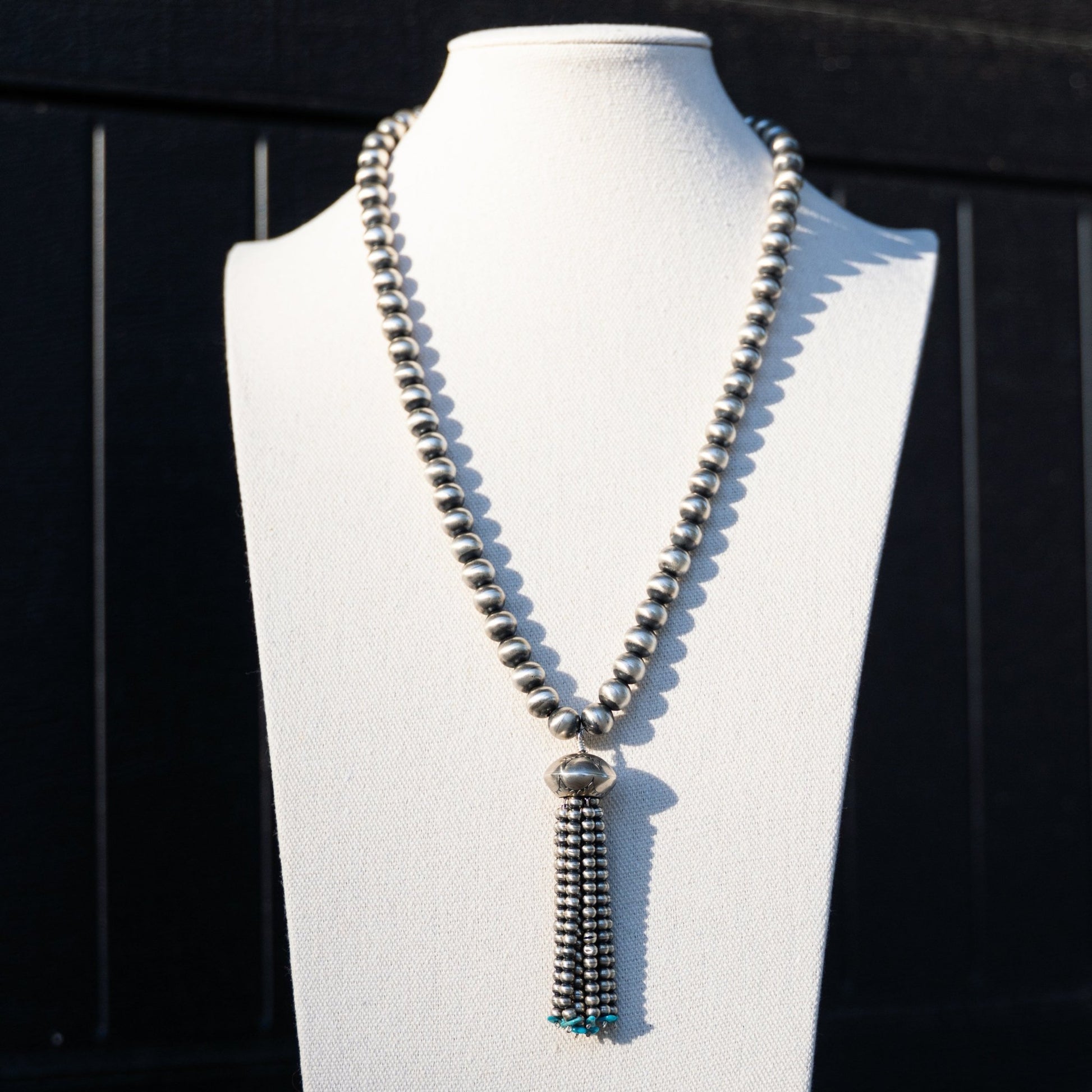 Navajo Handmade Bead & Tassel Pearl Necklace by Jan Mariano - Echo Canyon Collective