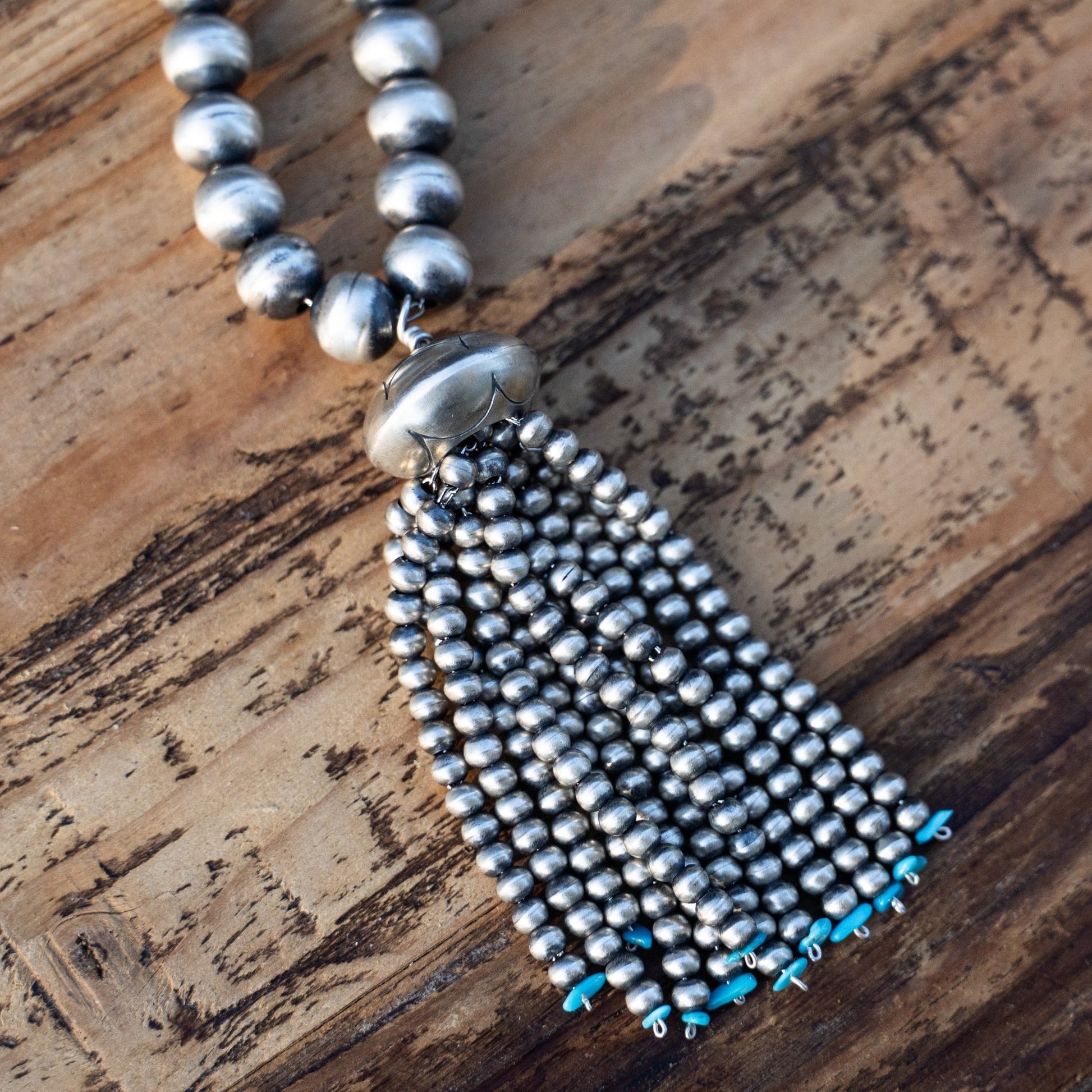 Navajo Handmade Bead & Tassel Pearl Necklace by Jan Mariano - Echo Canyon Collective
