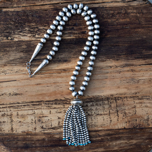 Navajo Handmade Bead & Tassel Pearl Necklace by Jan Mariano - Echo Canyon Collective
