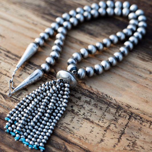 Navajo Handmade Bead & Tassel Pearl Necklace by Jan Mariano - Echo Canyon Collective