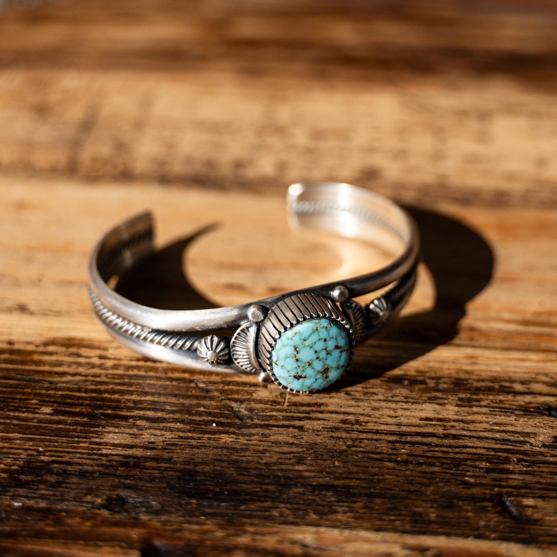 Randy Boyd Natural 8 Turquoise Cuff – Navajo Sterling Silver, Fits 6–6½″ Wrist - Echo Canyon Collective