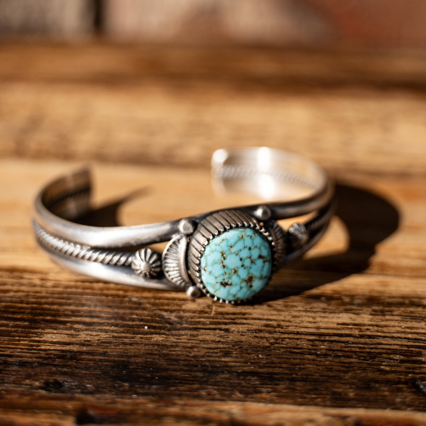 Randy Boyd Natural 8 Turquoise Cuff – Navajo Sterling Silver, Fits 6–6½″ Wrist - Echo Canyon Collective