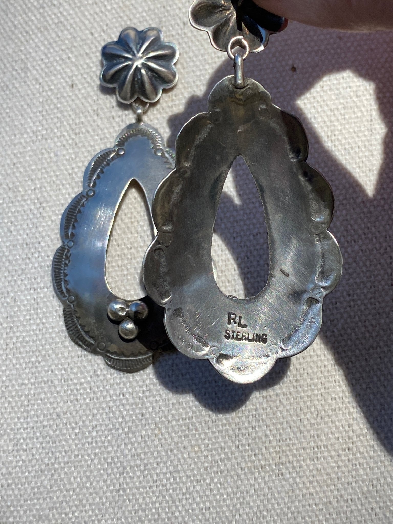 Rita Lee Stamped Sterling Silver Dangle Post Earrings - Echo Canyon Collective