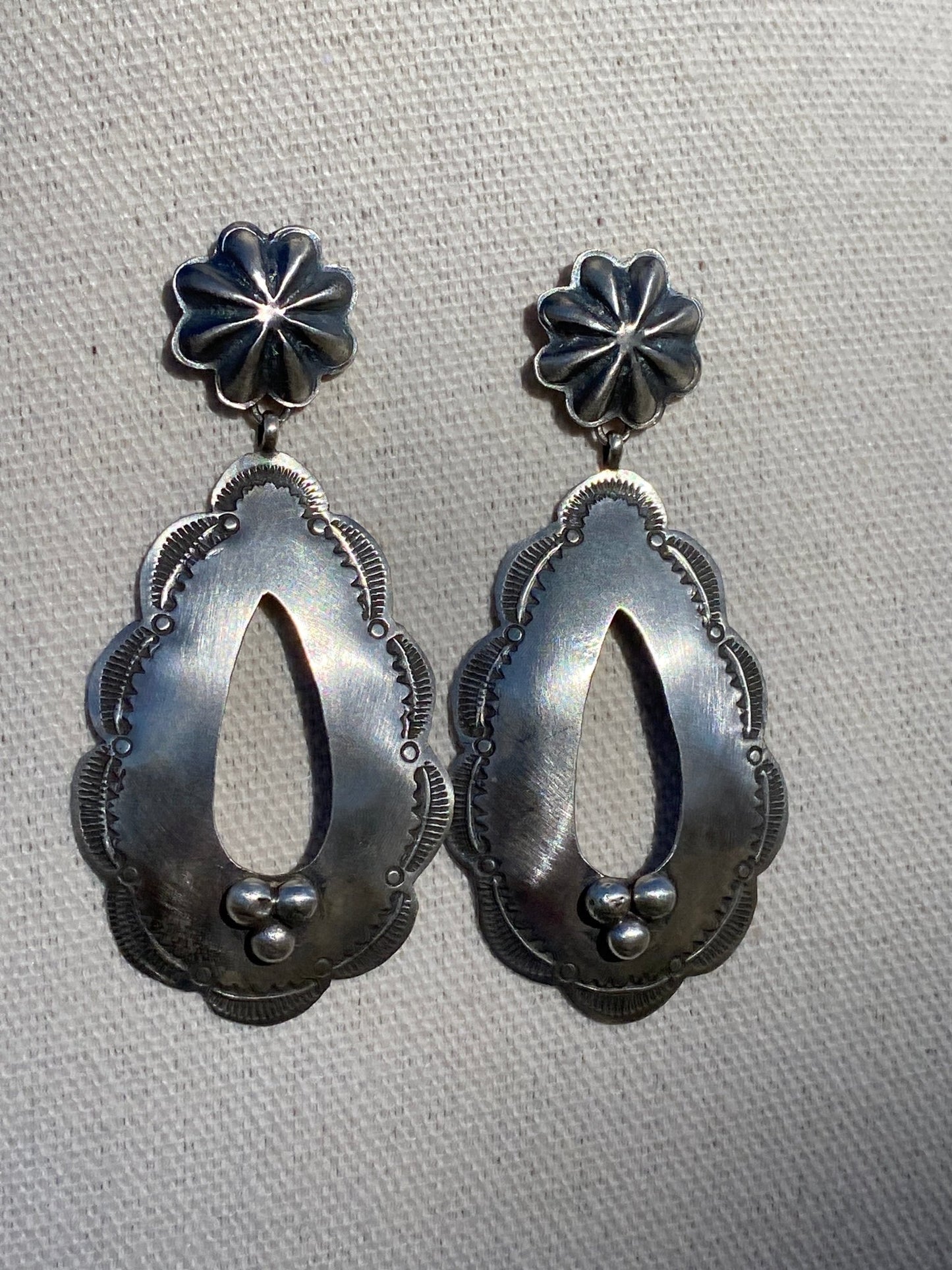 Rita Lee Stamped Sterling Silver Dangle Post Earrings - Echo Canyon Collective