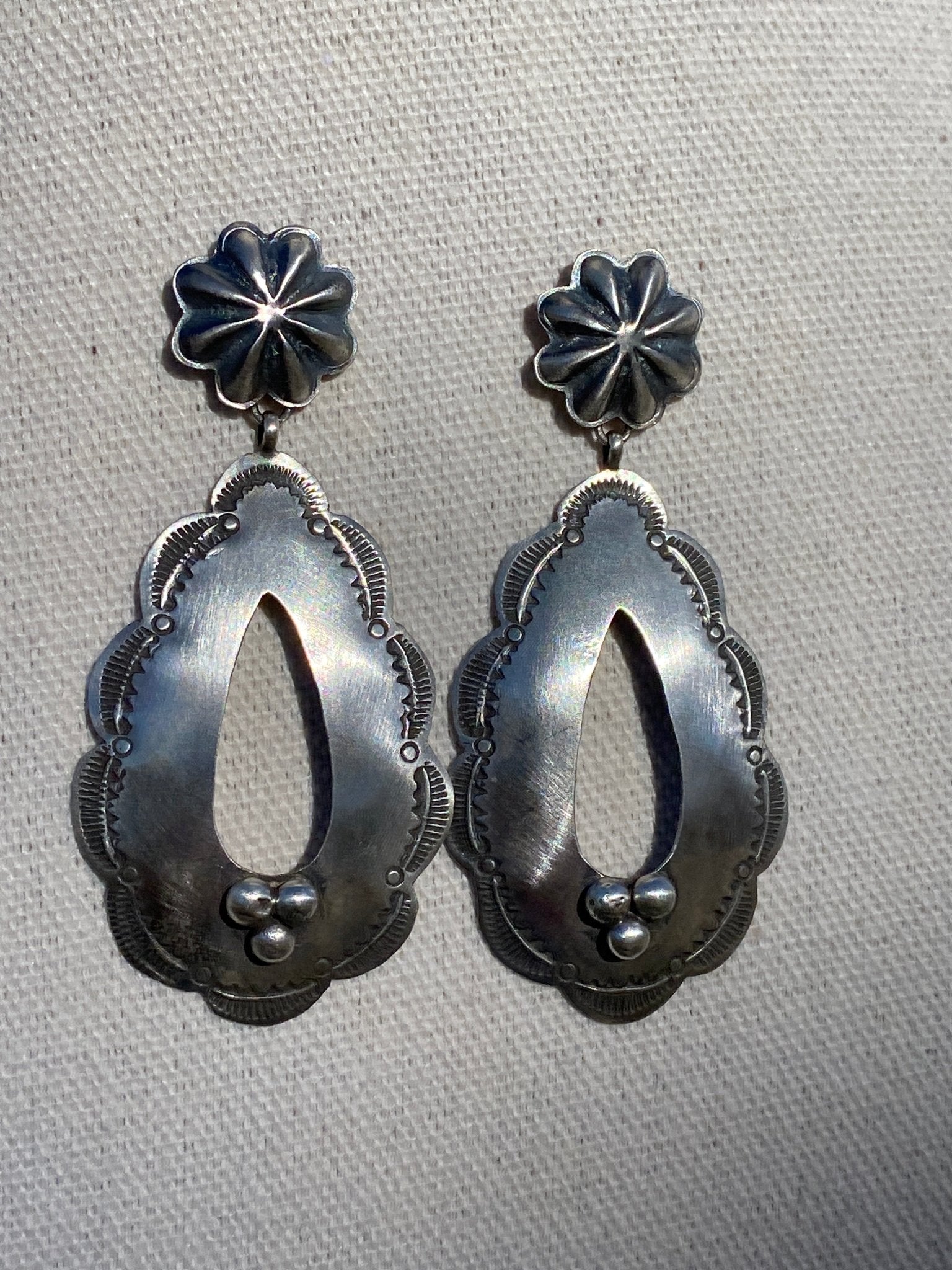 Rita Lee Stamped Sterling Silver Dangle Post Earrings - Echo Canyon Collective