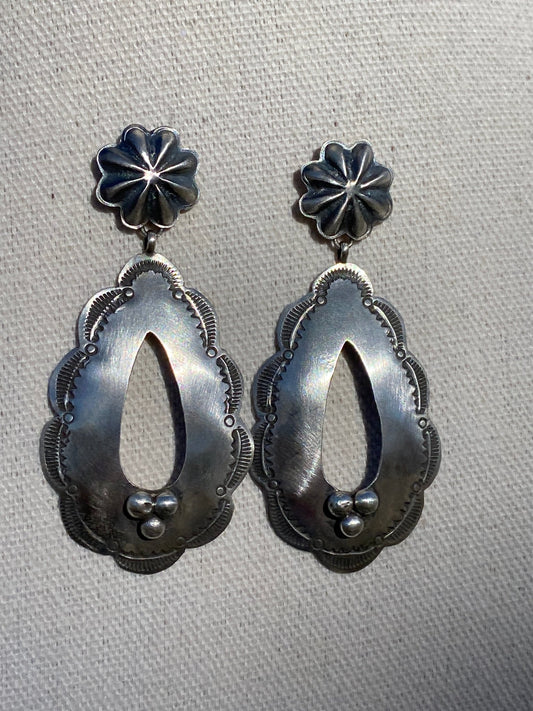 Rita Lee Stamped Sterling Silver Dangle Post Earrings - Echo Canyon Collective