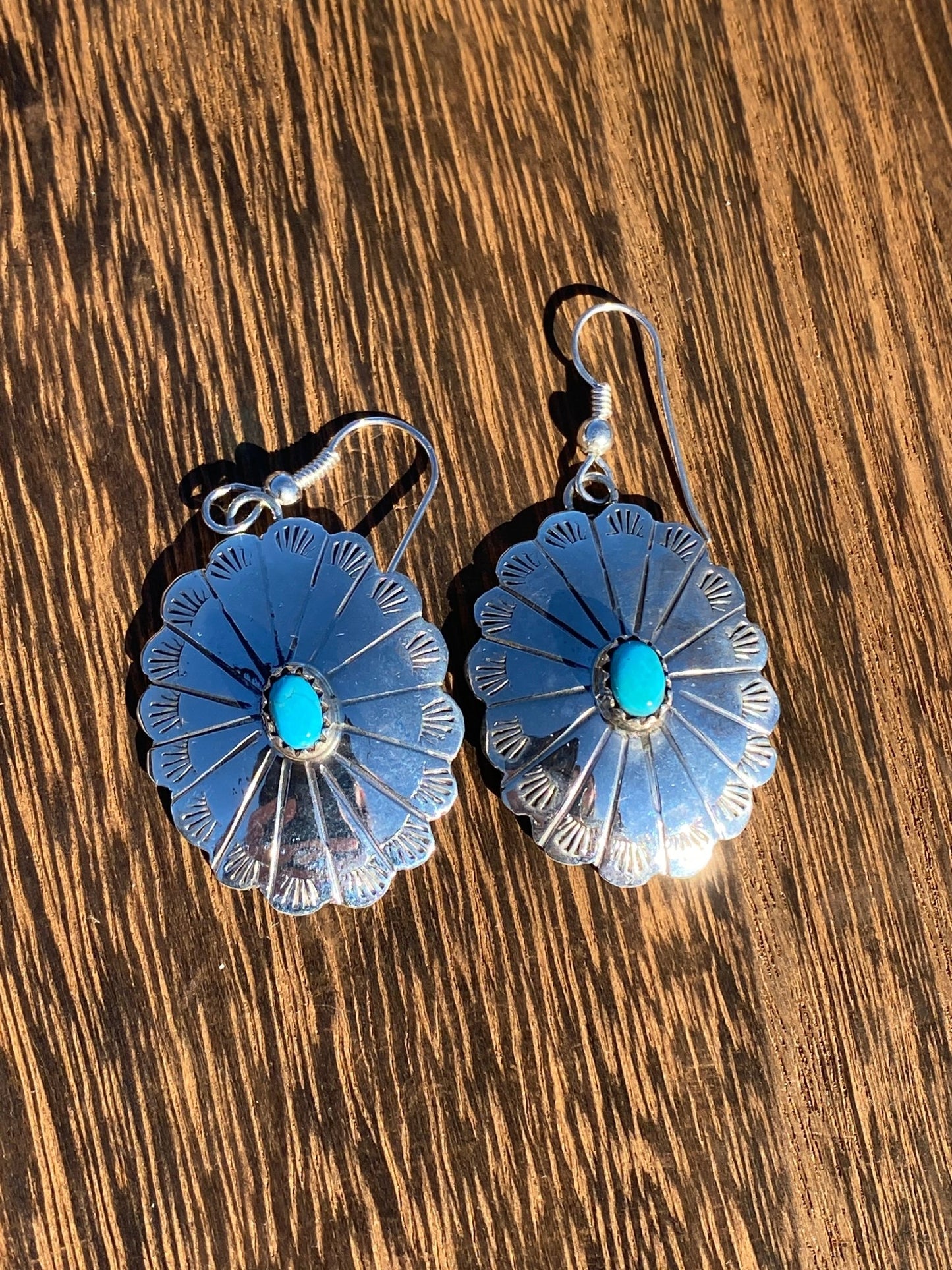 Sandra Parkett Concho Sterling Silver & Turquoise Earrings - Echo Canyon Collective