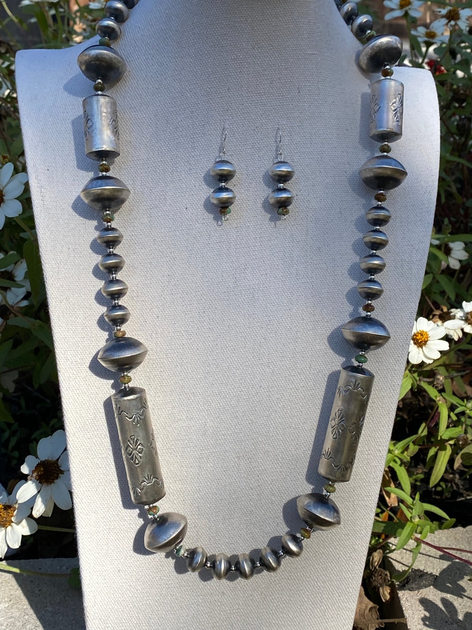 Sharon Cooley Sterling Silver Handmade Bead Necklace & Earring Set - Echo Canyon Collective