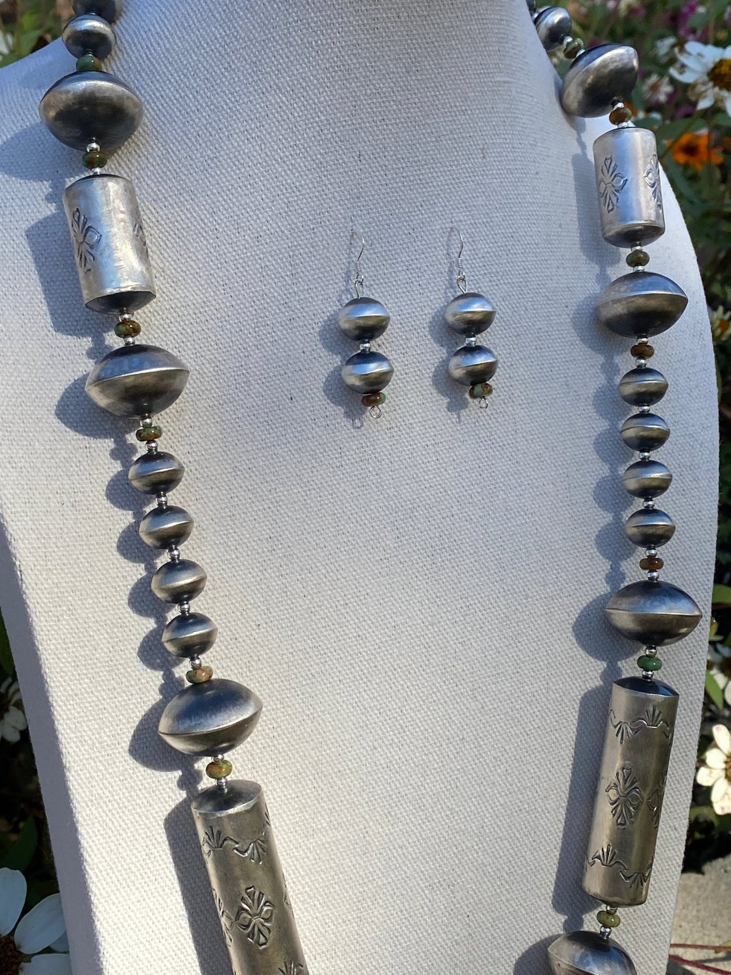 Sharon Cooley Sterling Silver Handmade Bead Necklace & Earring Set - Echo Canyon Collective