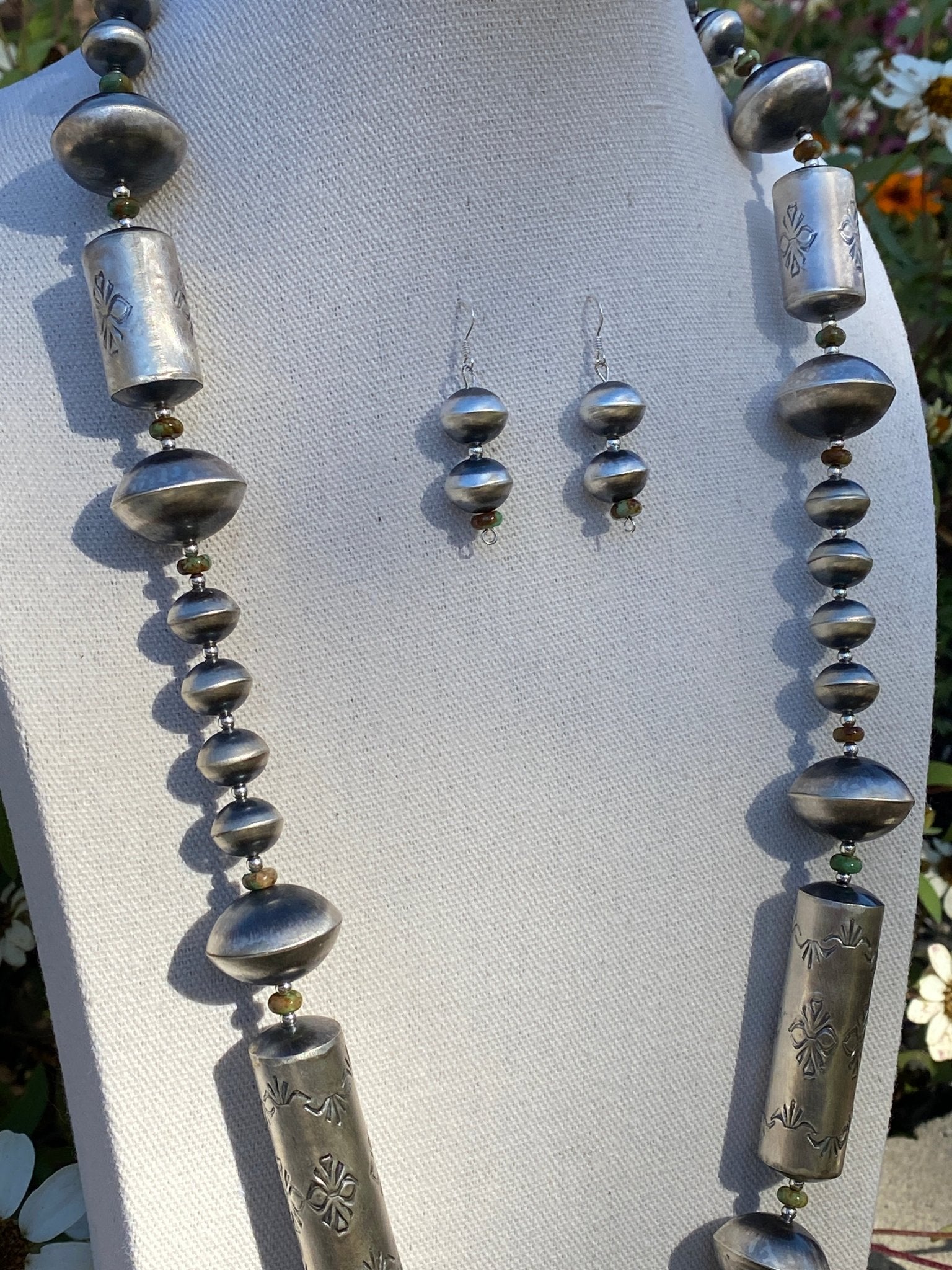 Sharon Cooley Sterling Silver Handmade Bead Necklace & Earring Set - Echo Canyon Collective