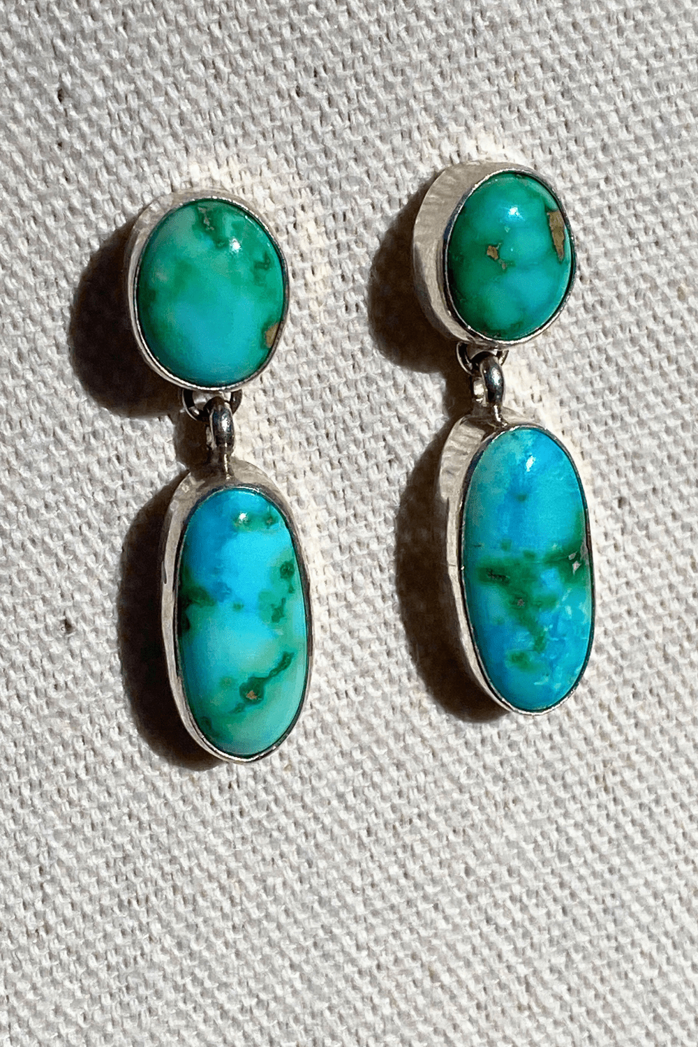 Sonoran Turquoise Earrings – Navajo Made, Sterling Silver (Stamped ES) - Echo Canyon Collective