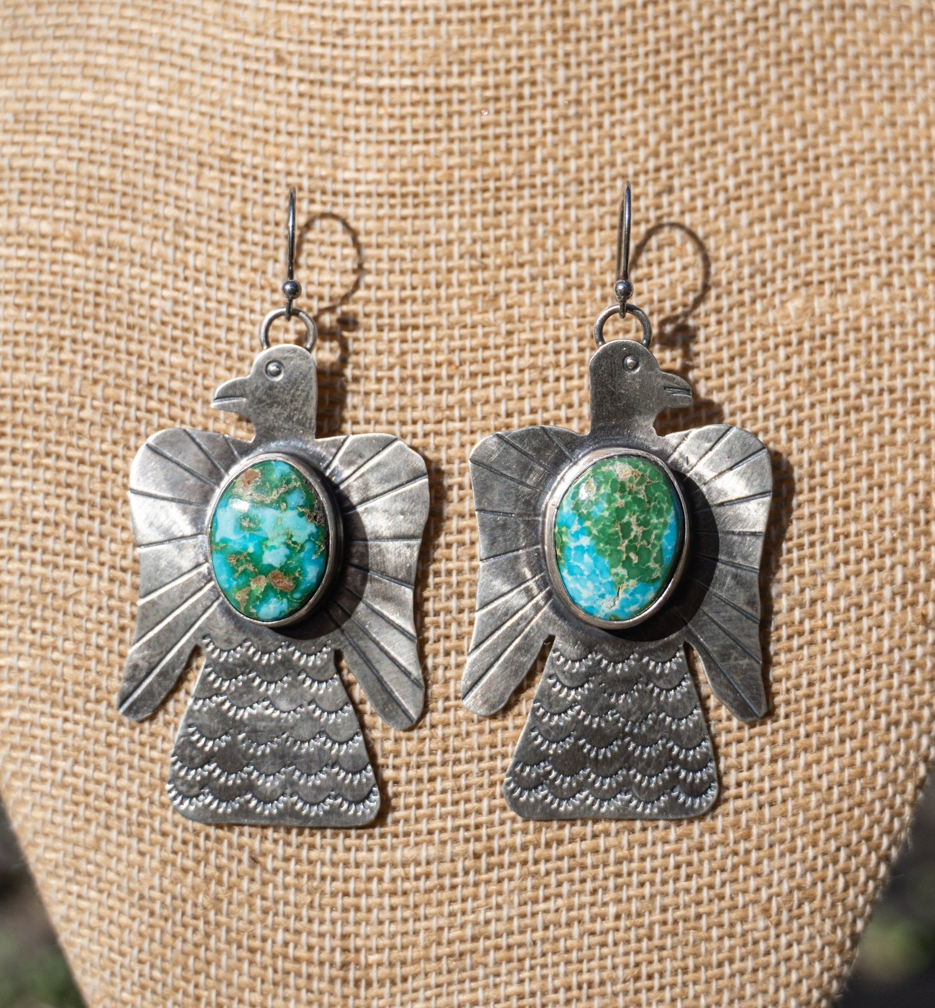 Sonoran Turquoise Sterling Silver Thunderbird Earrings - Echo Canyon Collective